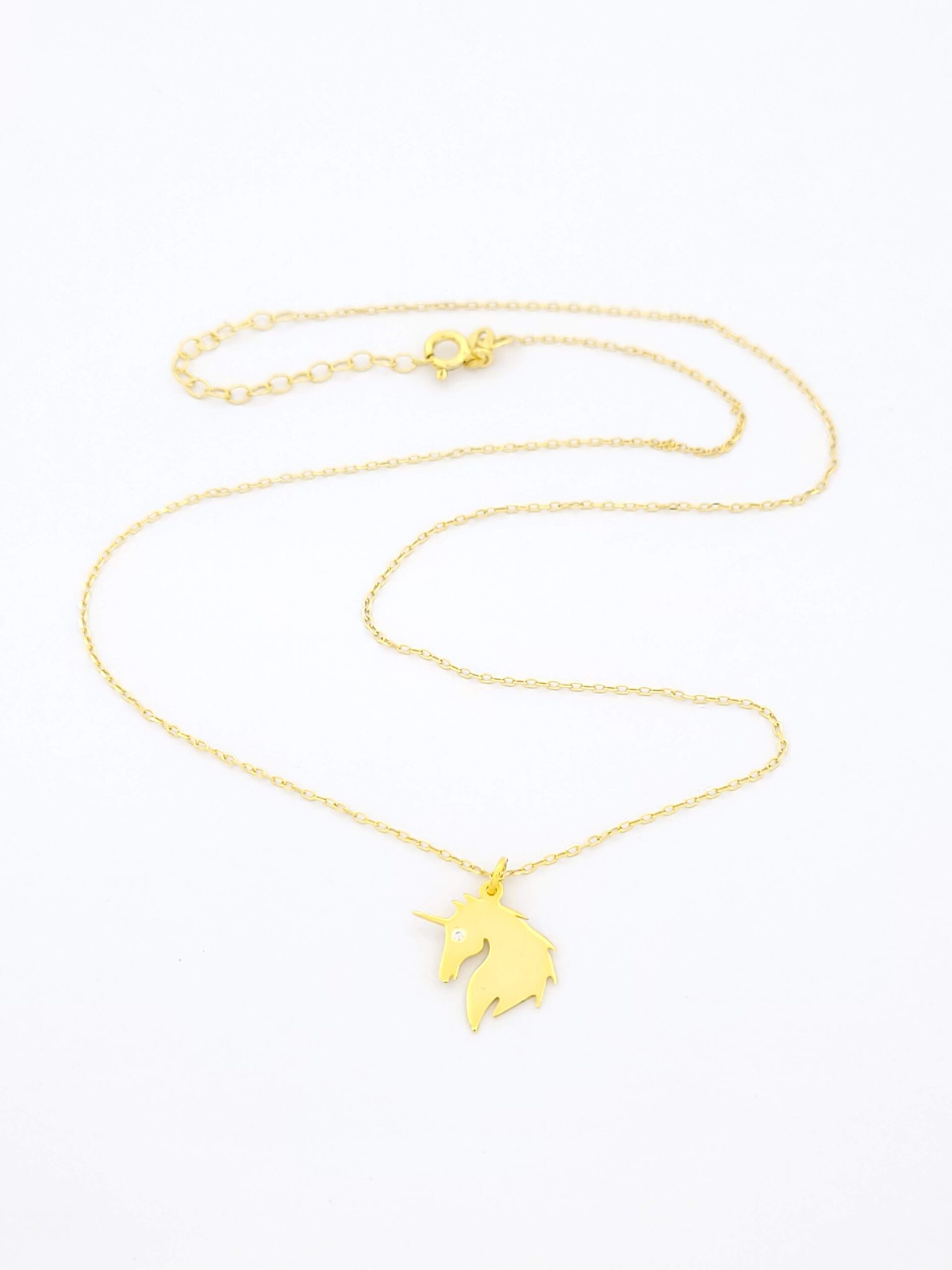 Ασημένιο Επιχρυσωμένο Γυναικείο Κολιέ Της Silver Union, Με Μονόκερο Και Ζιργκόν κωδ.04-07-2433G