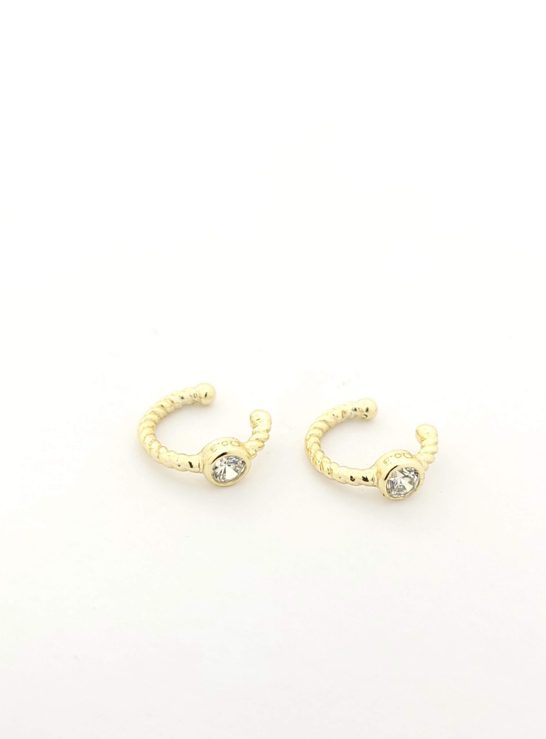 Ασημένια Επιχρυσωμένα Γυναικεία Σκουλαρίκια Ear cuff Της Silver Union, Με Λευκό Ζιργκόν κωδ.04-05-2365