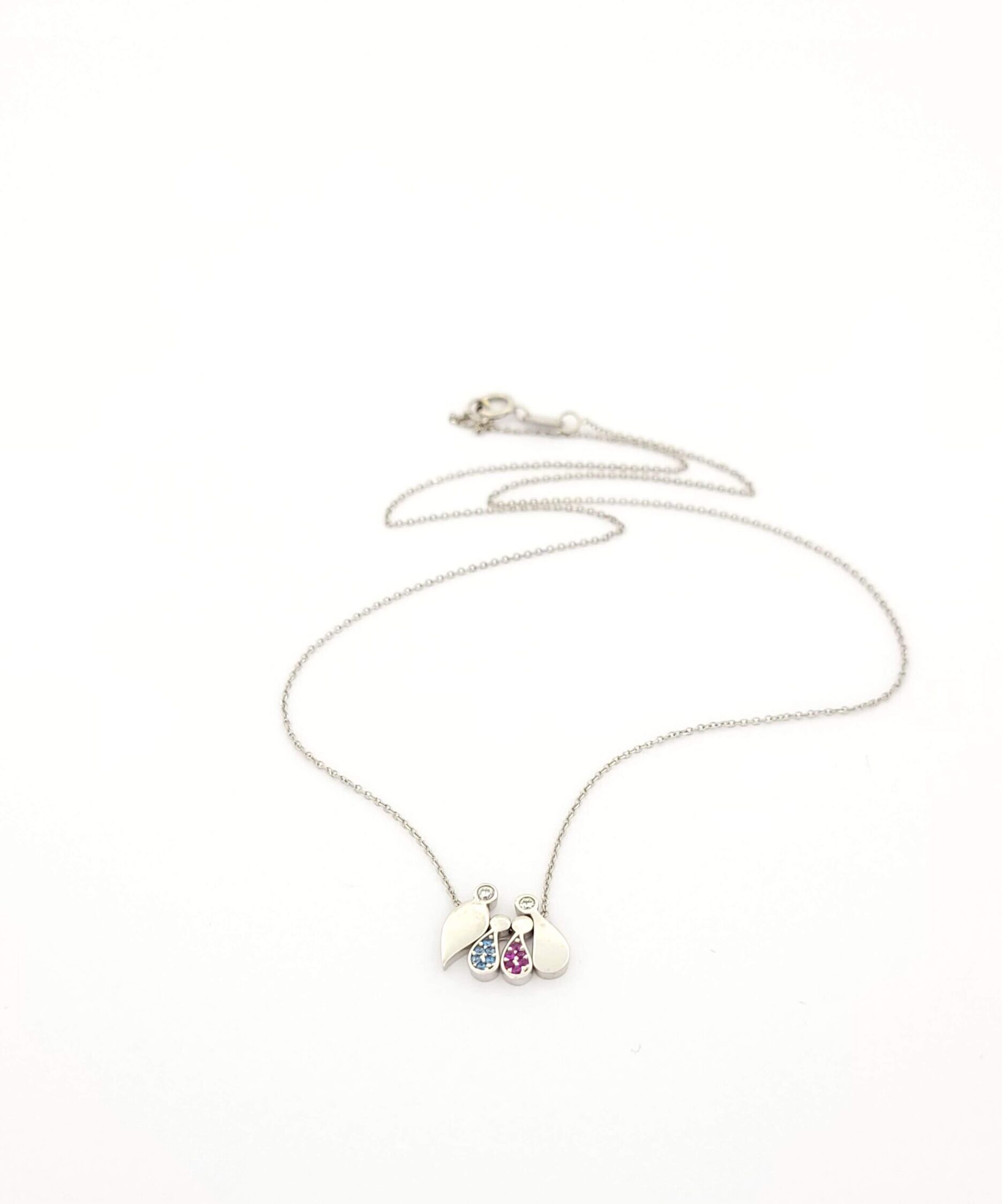 Γυναικείο Λευκόχρυσο Κολιέ Jewelz Κ9,Με Τετραμελή Οικογένεια με Ζιργκόν κωδ.102128