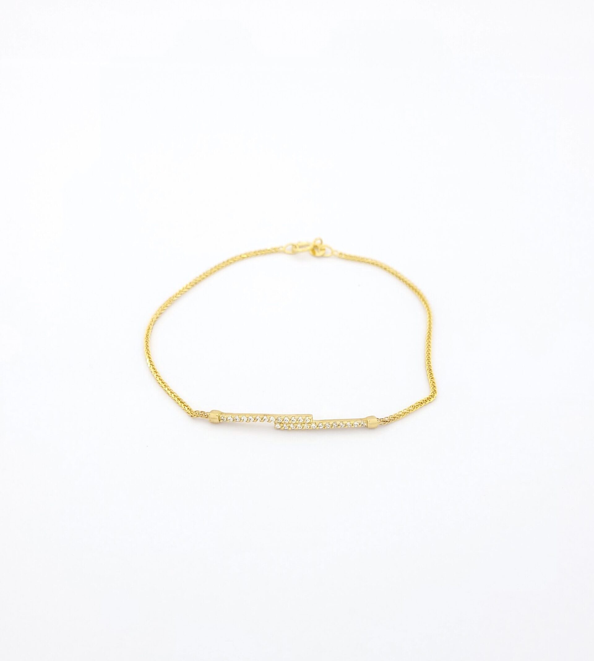 Χρυσό Γυναικείο Βραχιόλι Καγιόγλου Κ14 Με Άσπρα Ζιργκόν κωδ.102244