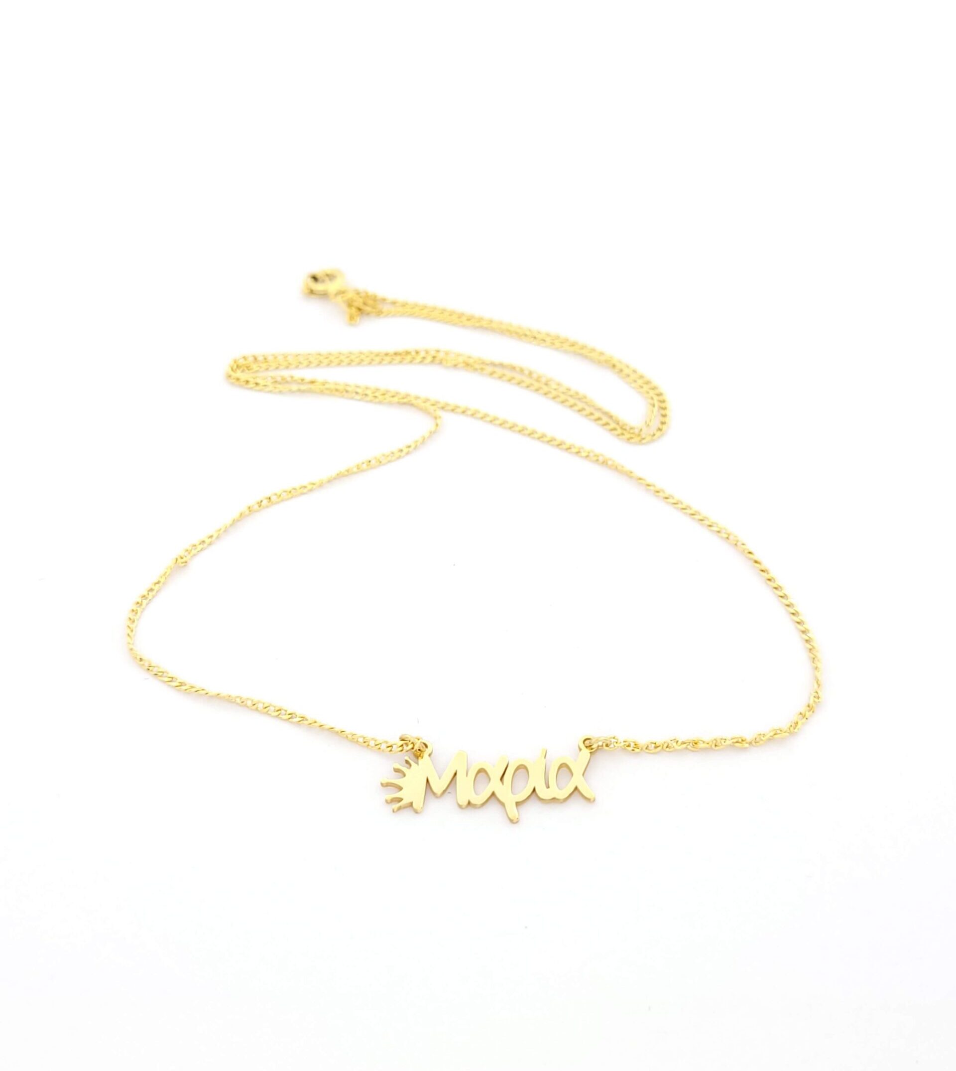 Ασημένιο Επιχρυσωμένο Γυναικείο Κολιέ,''Μαρία'' Με Κορώνα κωδ.102274