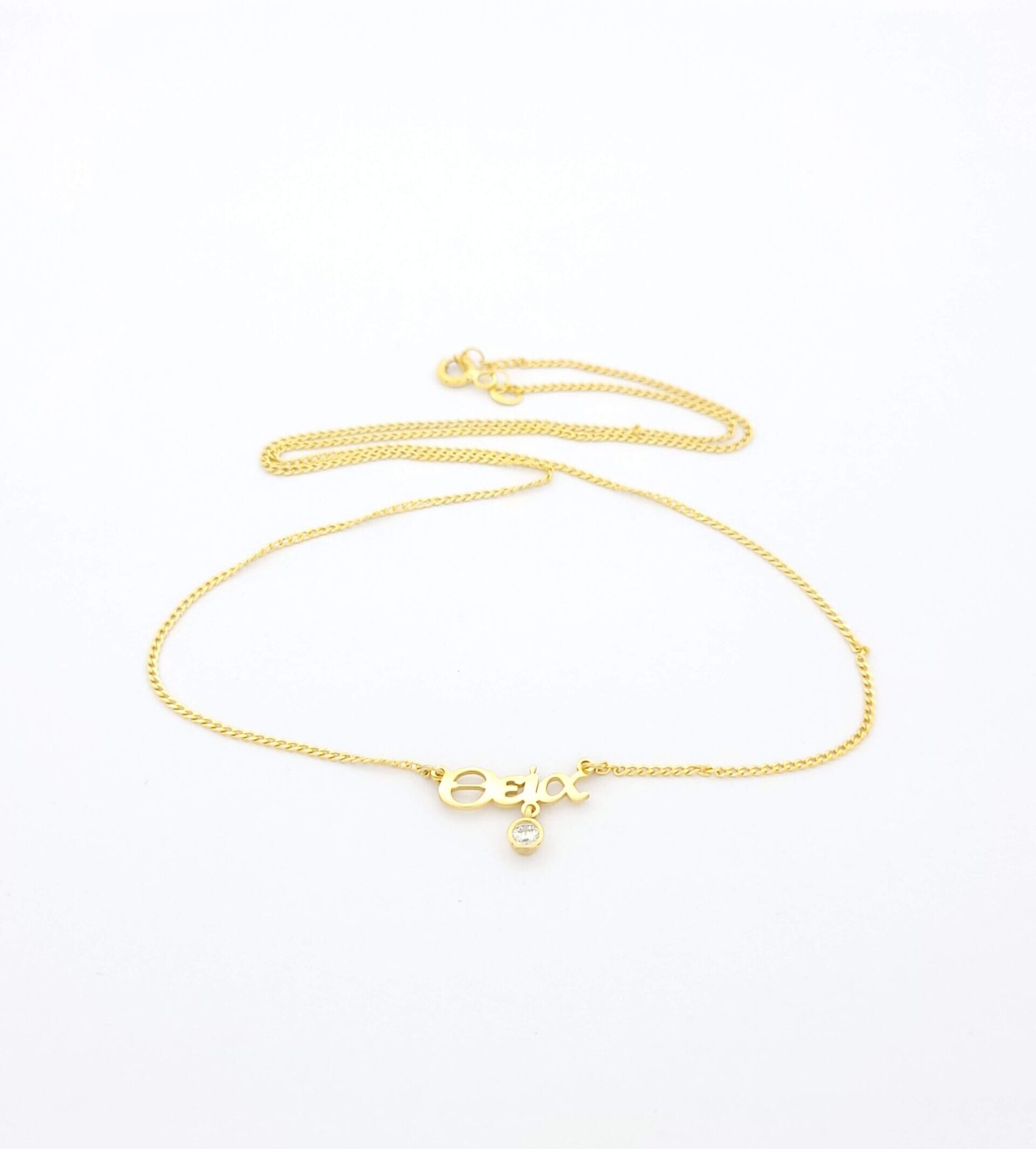 Ασημένιο Επιχρυσωμένο Γυναικείο Κολιέ,''Θεία'' Με Ζιργκόν κωδ.102275