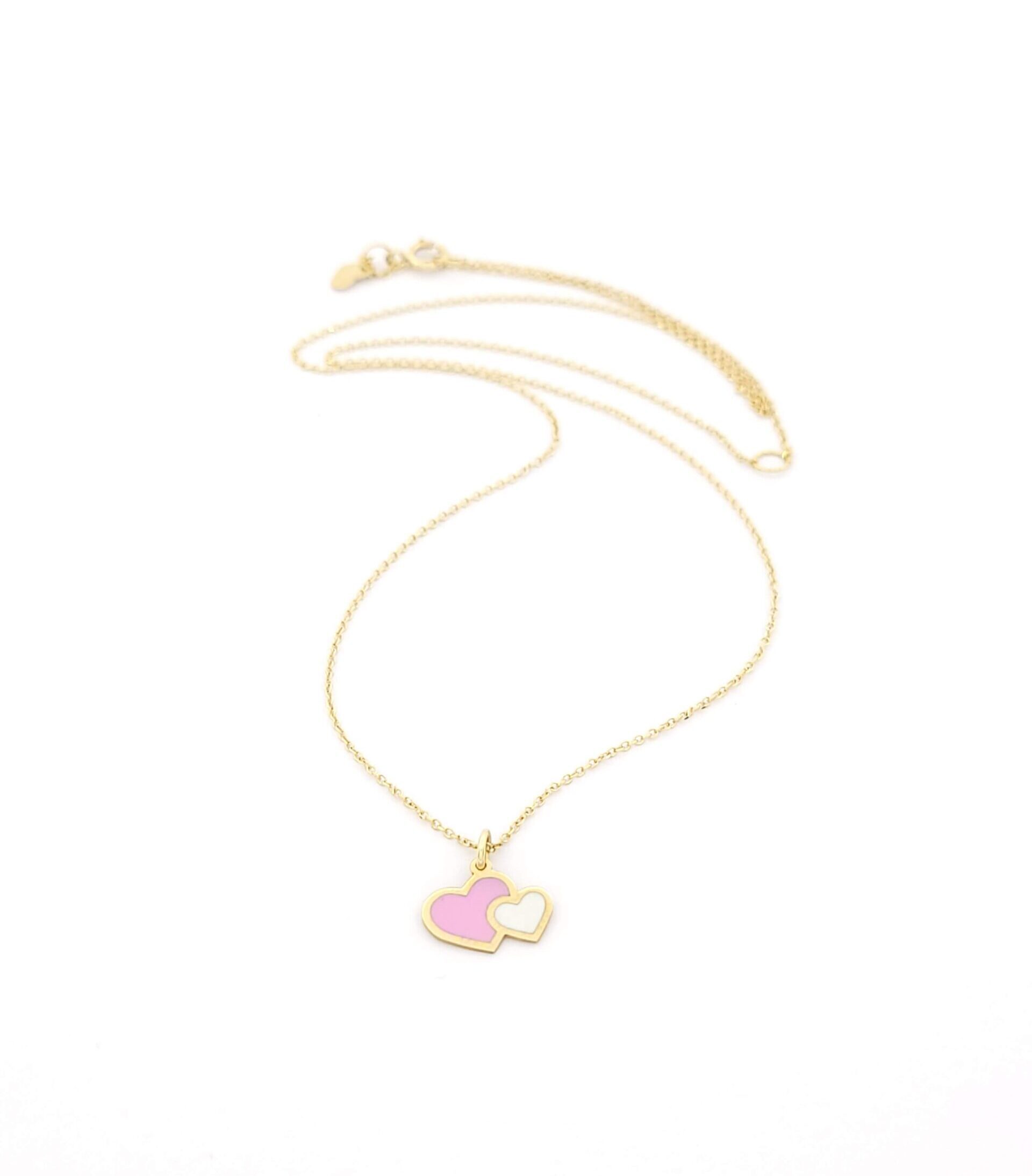 Χρυσό Γυναικείο Κολιέ Κ9,Με Καρδιές Με Σμάλτο κωδ.102485