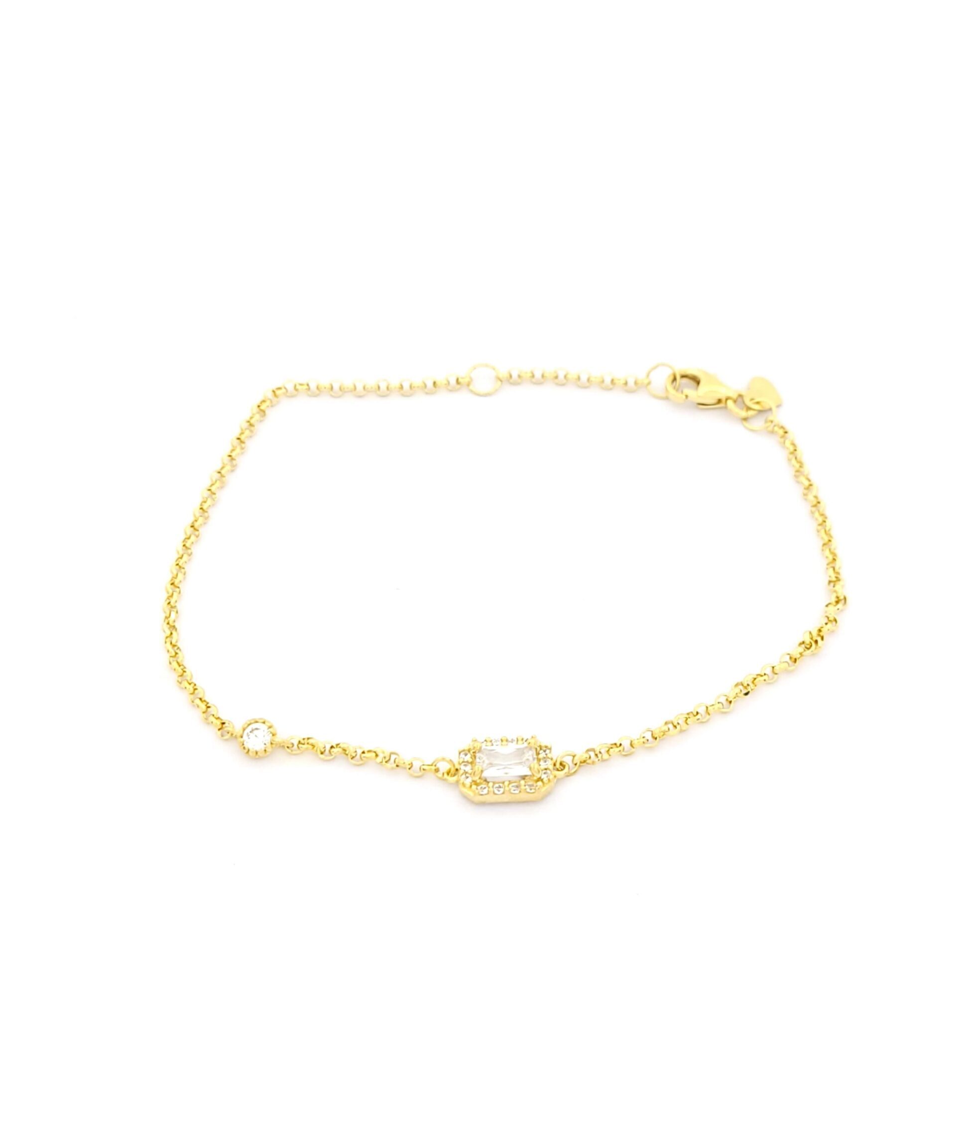 Ασημένιο Επιχρυσωμένο Γυναικείο Βραχιόλι Ροζέτα,Με Άσπρα Ζιργκόν κωδ.102600