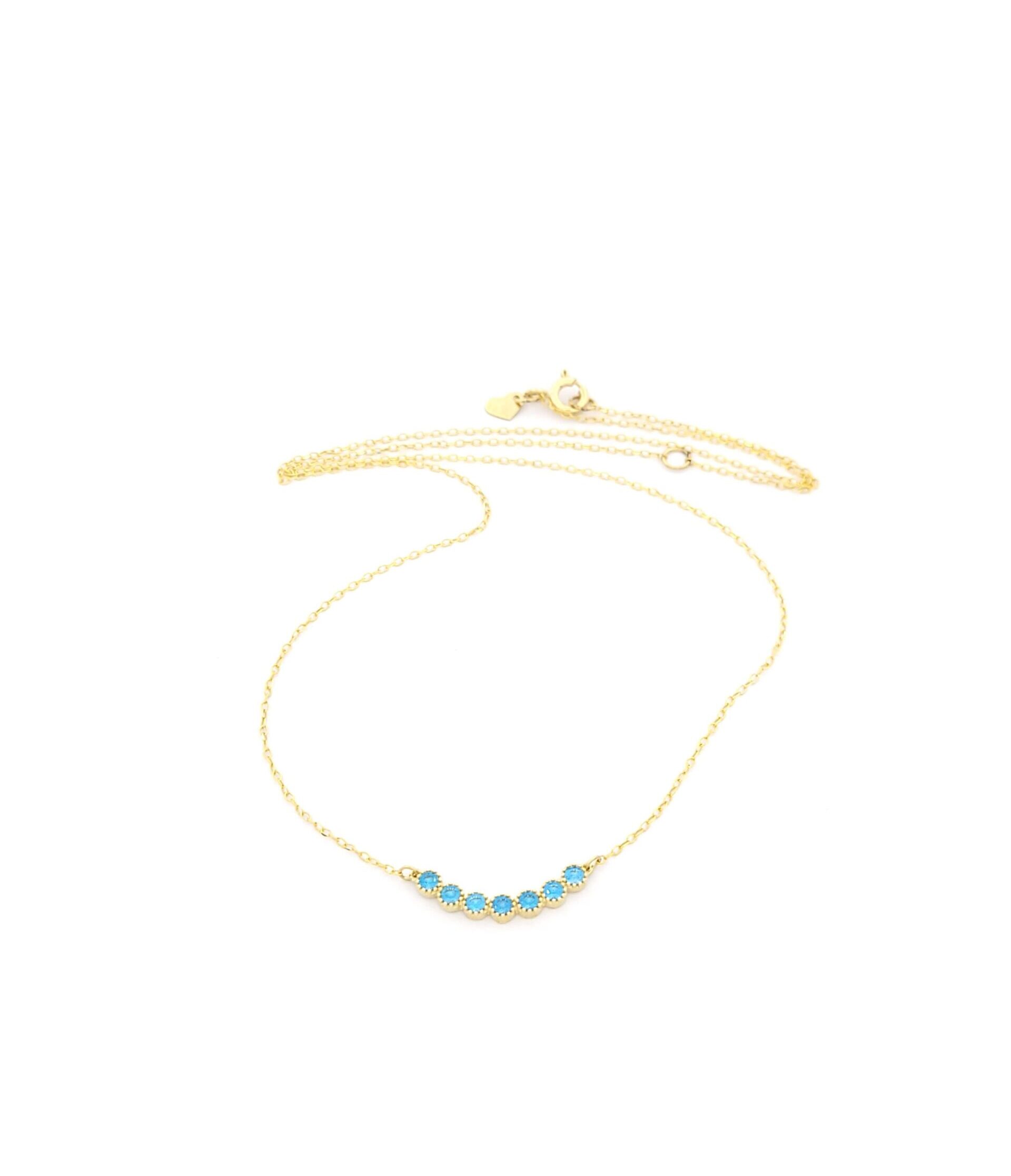 Χρυσό Γυναικείο Κολιέ Κ9,Με Τυρκουάζ Ζιργκόν κωδ.102556