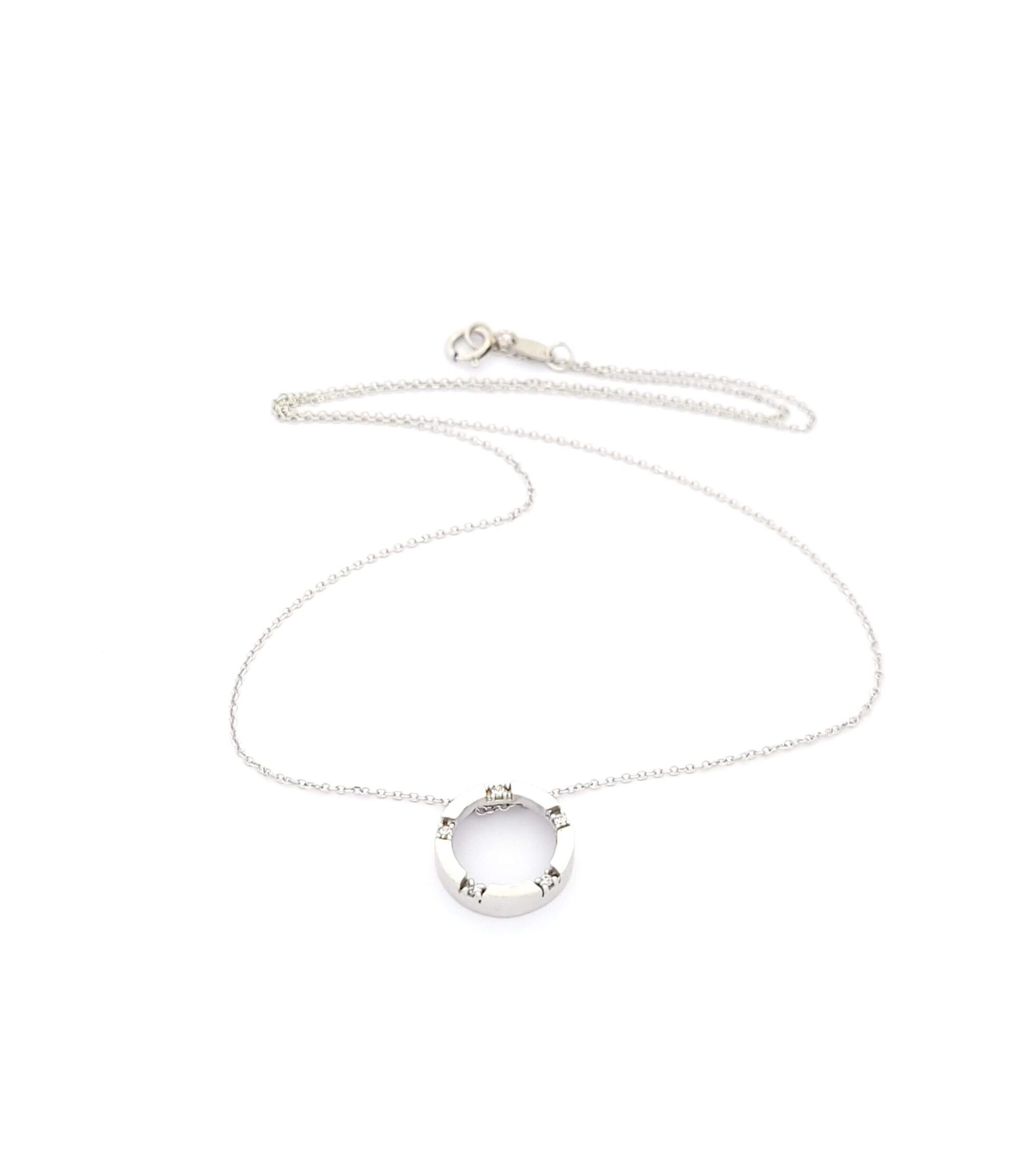 Λευκόχρυσο Γυναικείο Κολιέ Κ9 Παυλίδης,Με Κύκλο Με Ζιργκόν κωδ.102586