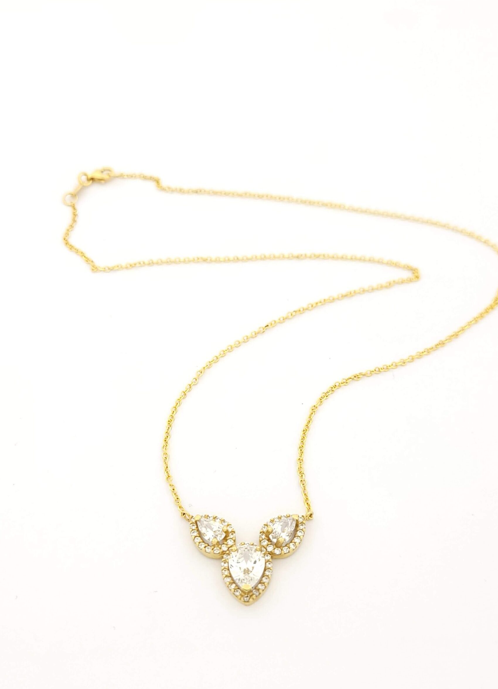 Χρυσό Γυναικείο Κολιέ Ροζέτα Κ14 Αναγνωστάκης,Με Δάκρυ Με Ζιργκόν κωδ.102632