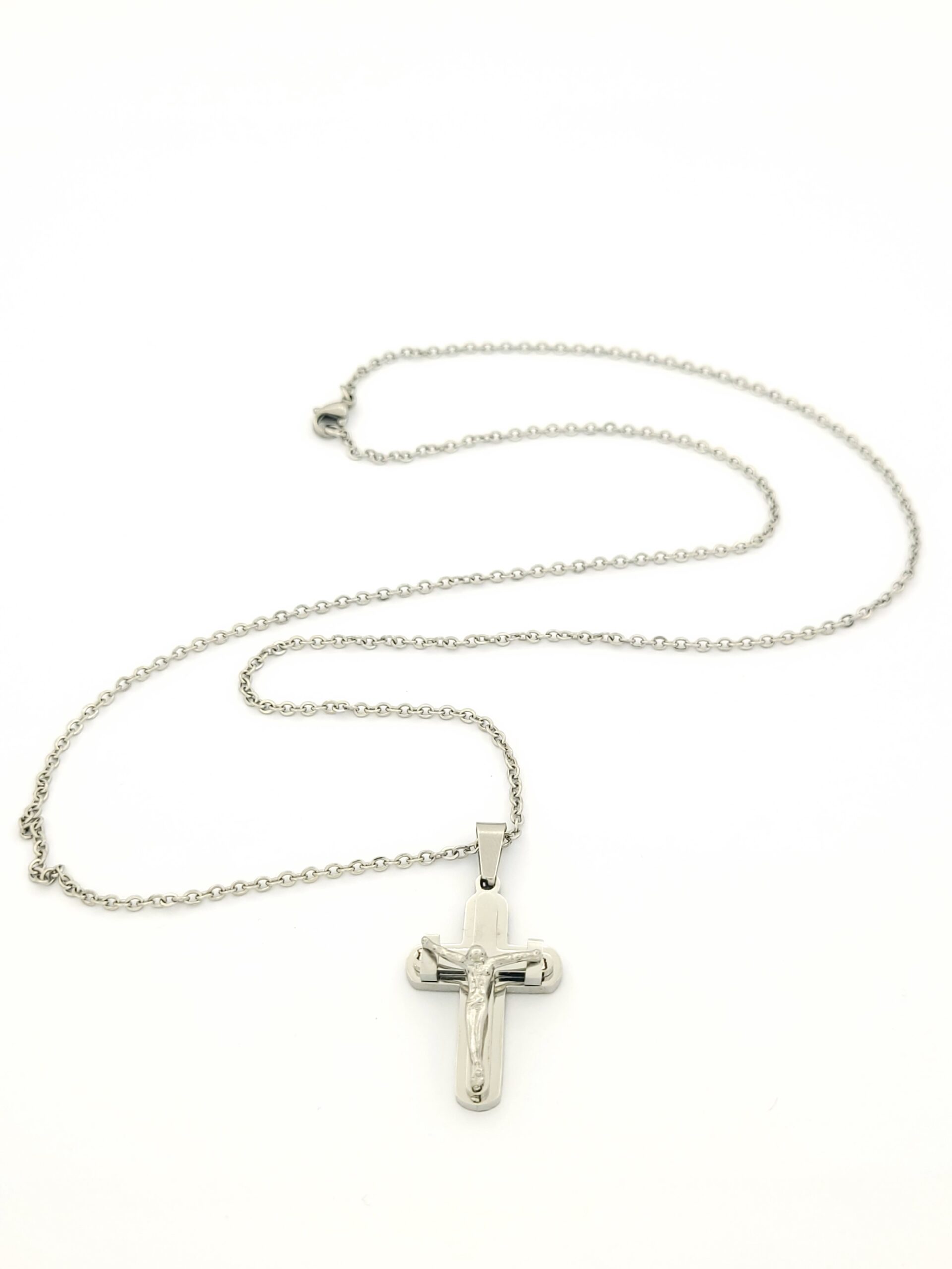 Ανδρικός Ατσάλινος Σταυρός, Με Εσταυρωμένο με Αλυσίδα κωδ.103068