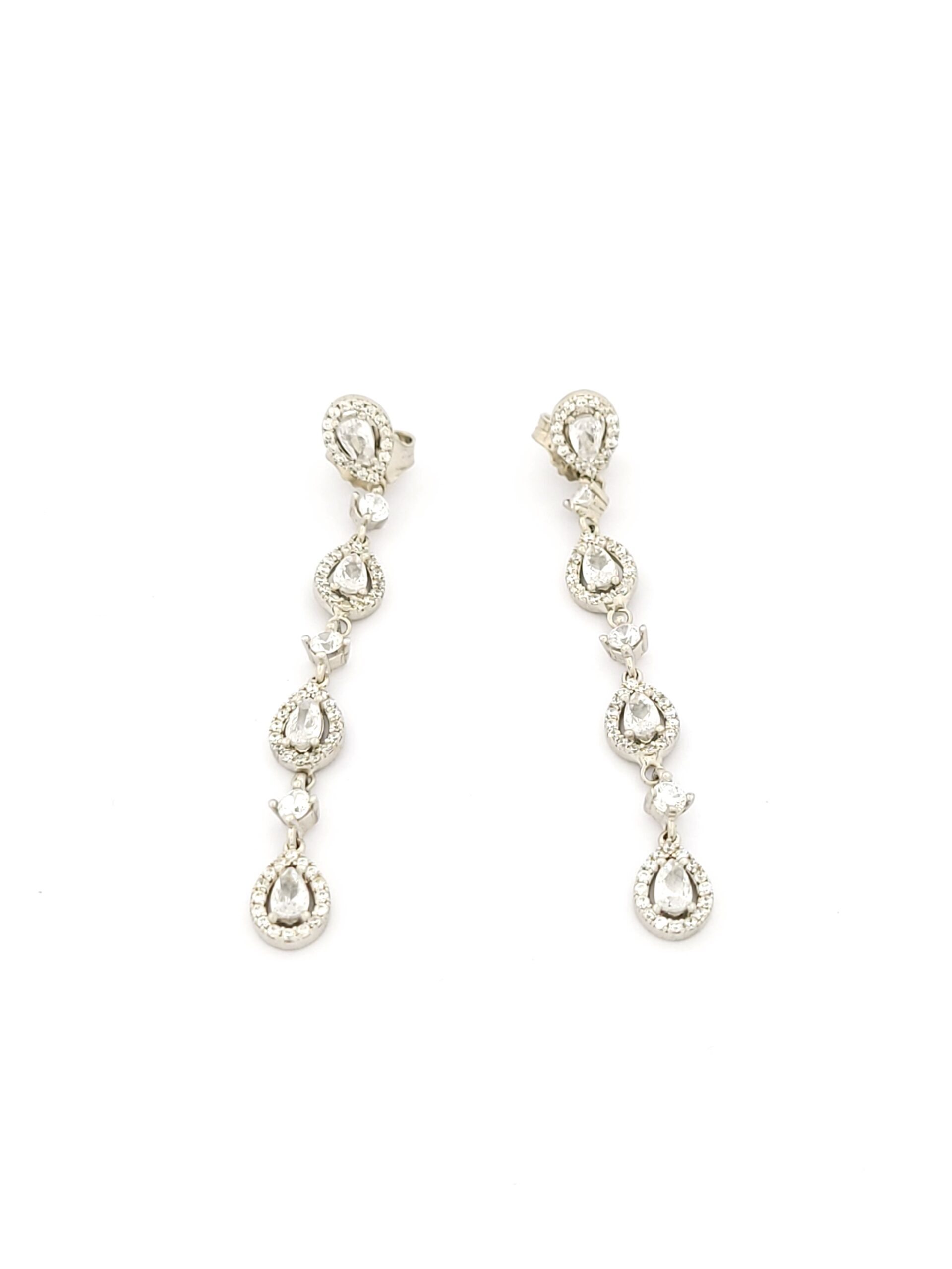 Ασημένια Γυναικεία Σκουλαρίκια Κρεμαστά Δάκρυ, Με Ζιργκόν κωδ.103075