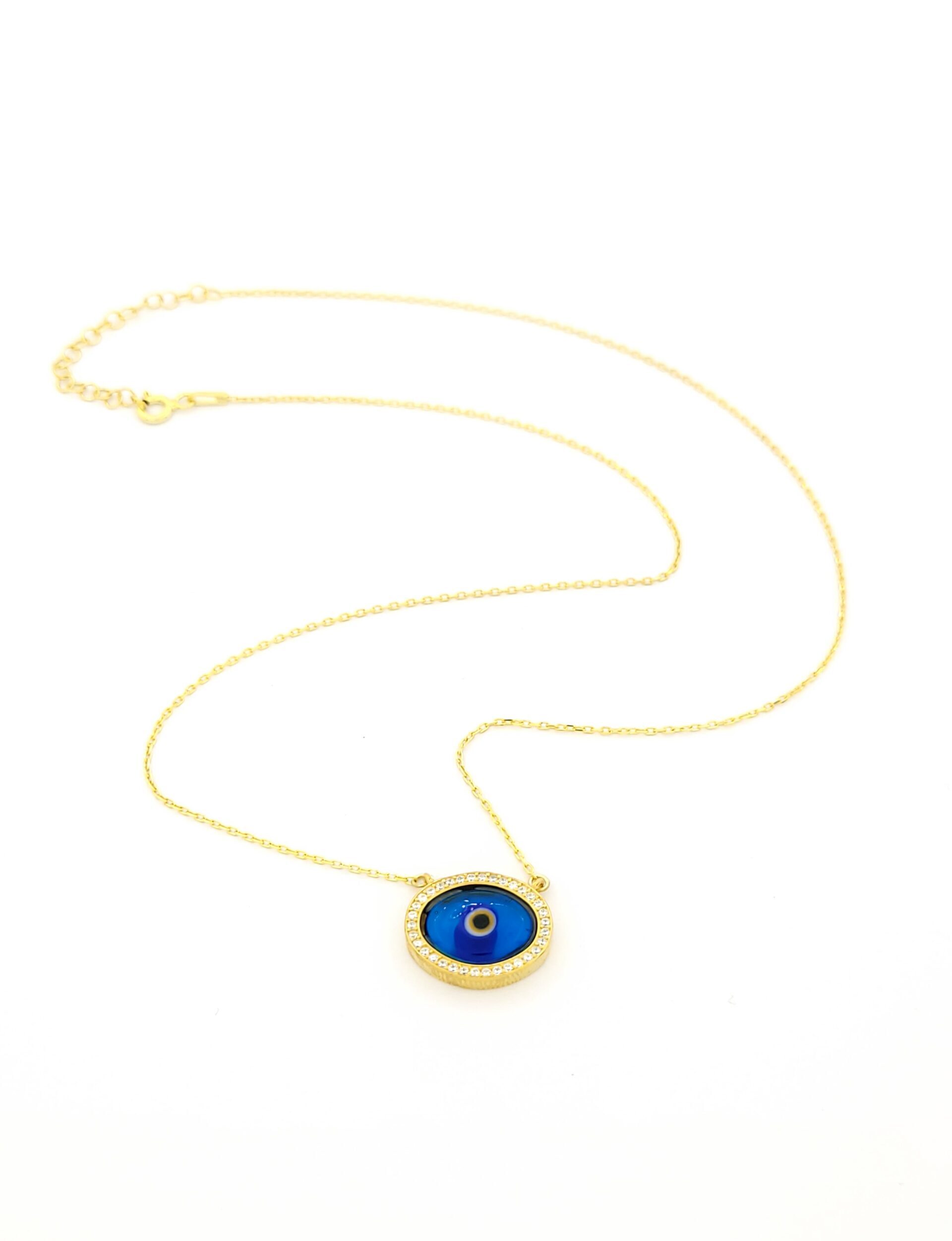 Ασημένιο Επιχρυσωμένο Γυναικείο Κολιέ Μάτι, Με Ζιργκόν κωδ.103059