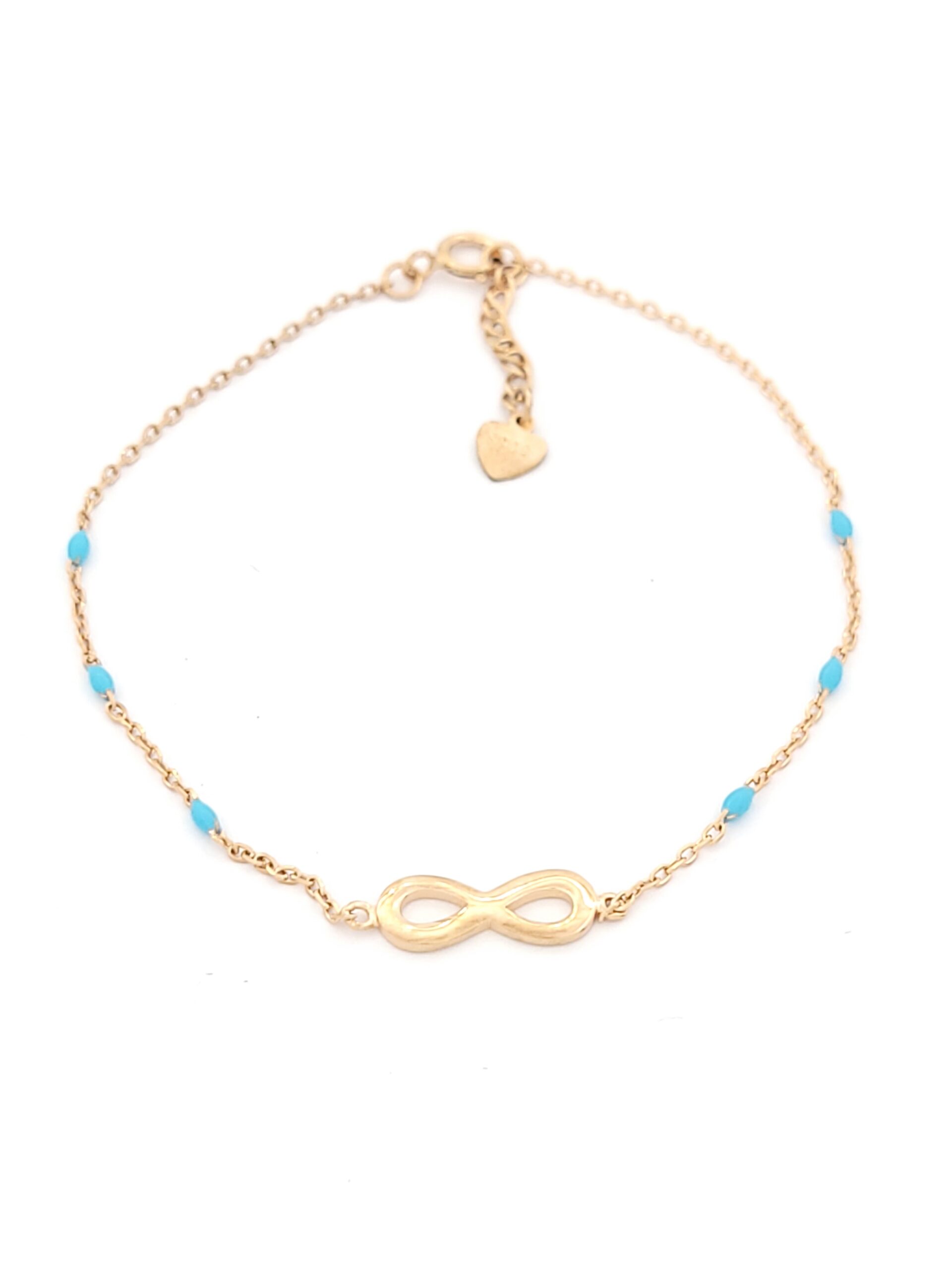 Ασημένιο Ροζ Gold Γυναικείο Βραχιόλι, Με Άπειρο Και Μπλε Σμάλτο κωδ.103107