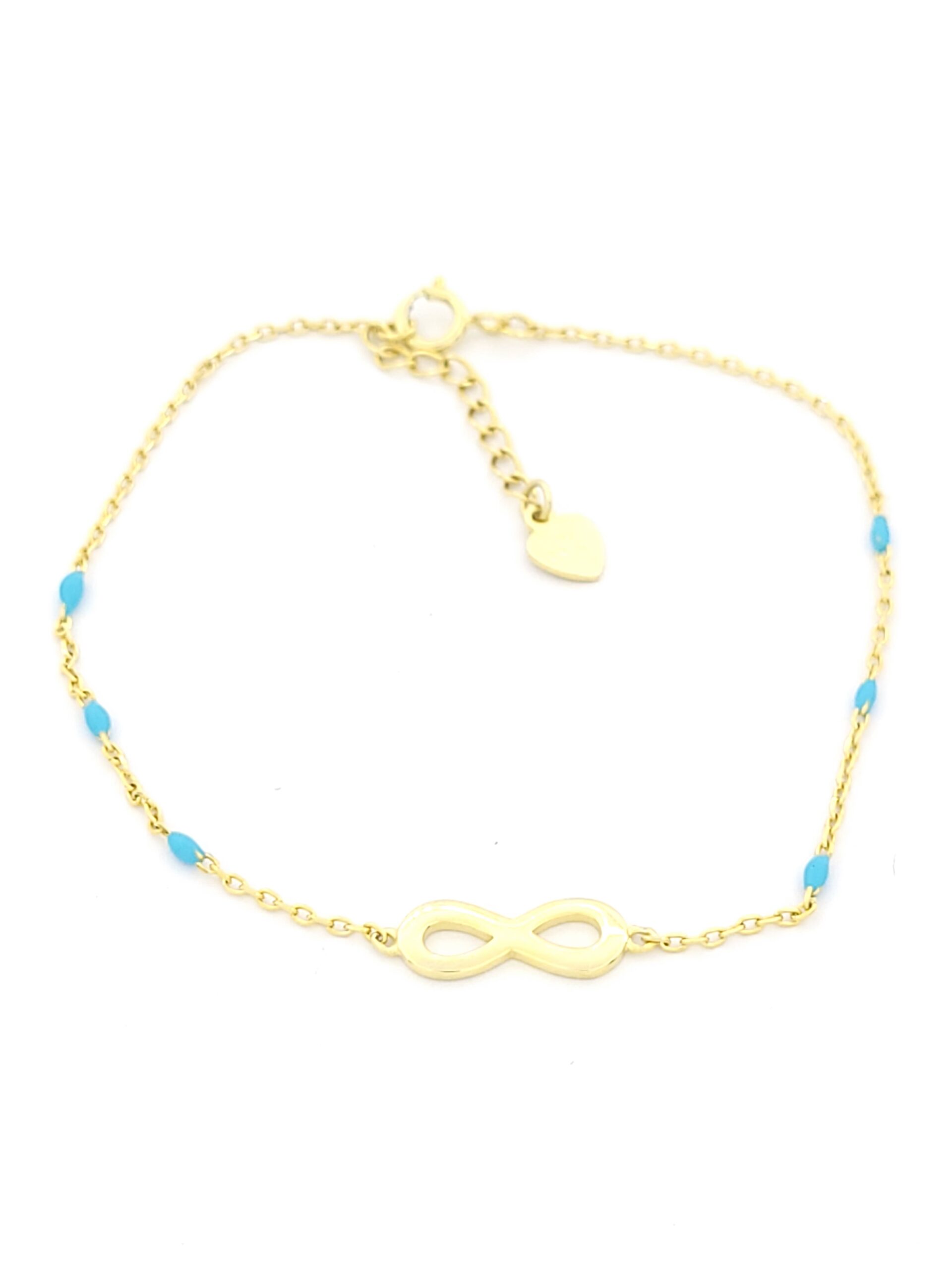 Ασημένιο Επιχρυσωμένο Γυναικείο Βραχιόλι, Με Άπειρο Και Μπλε Σμάλτο κωδ.103108