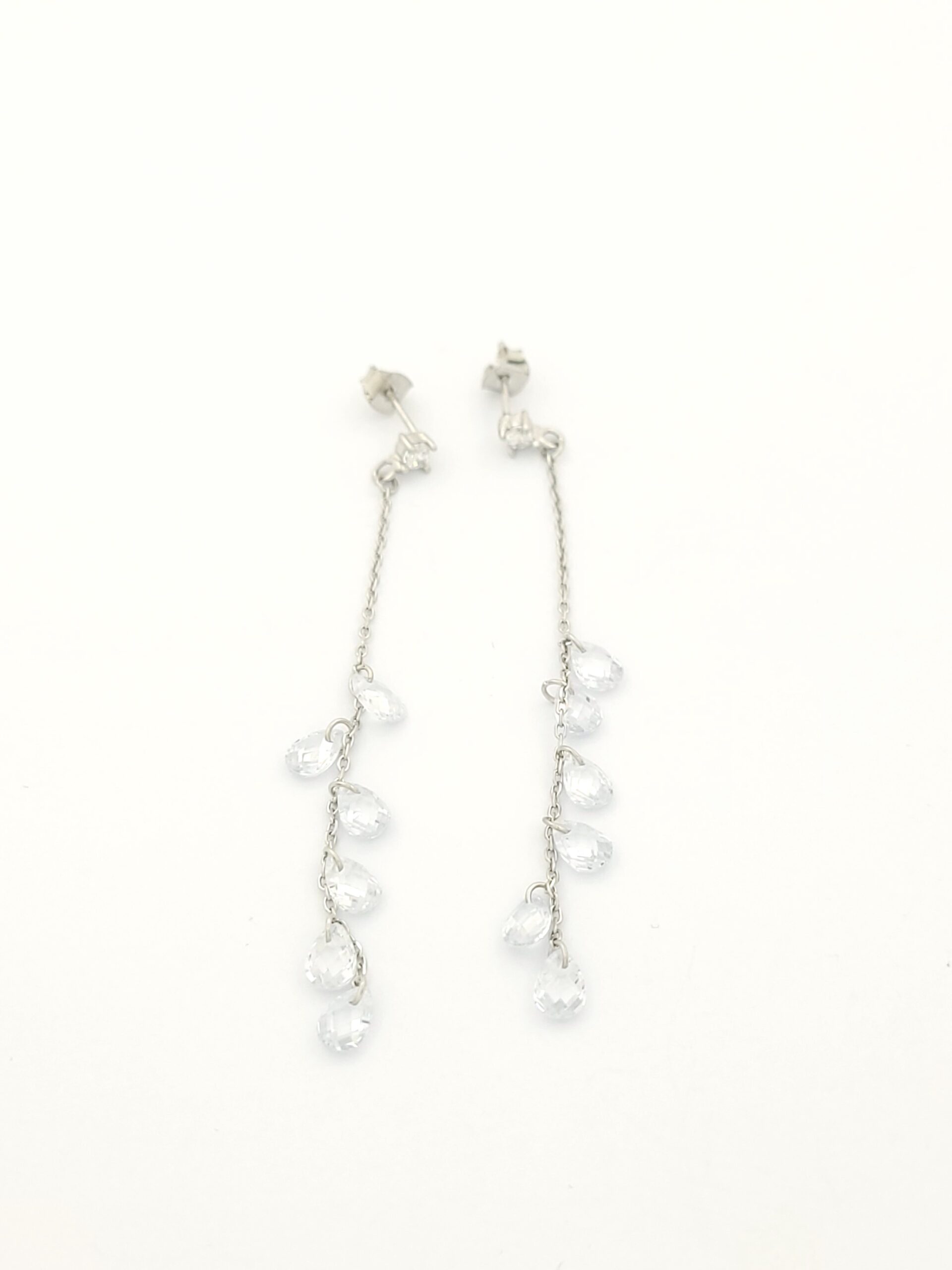 Ασημένια Γυναικεία Σκουλαρίκια Κρεμαστά της Silver Union, Με Λευκά Ζιργκόν κωδ.103361