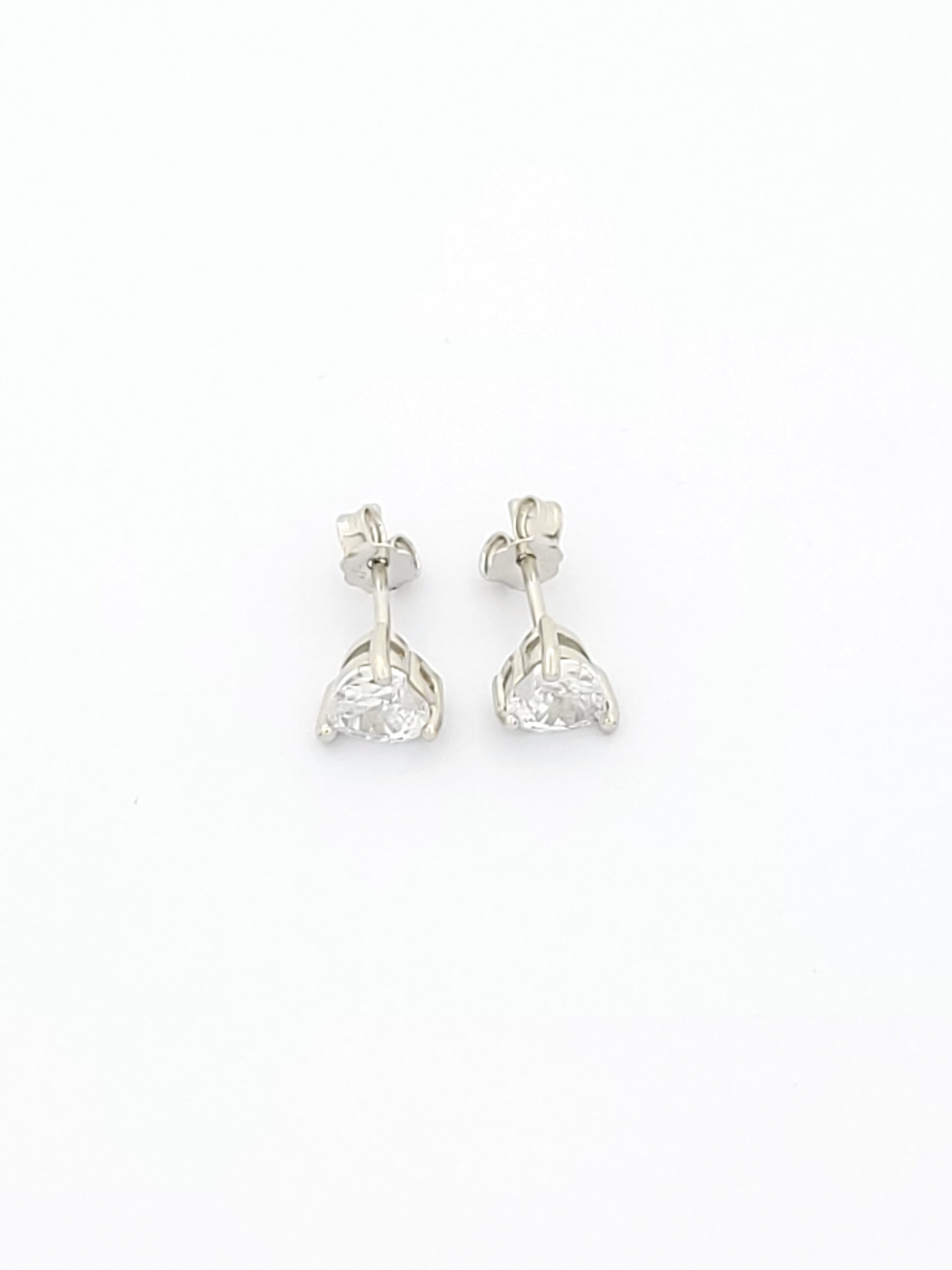 Ασημένια Γυναικεία Σκουλαρίκια Καρφωτά της Silver Union, Με Καρδιά Και Λευκά Ζιργκόν κωδ.103362