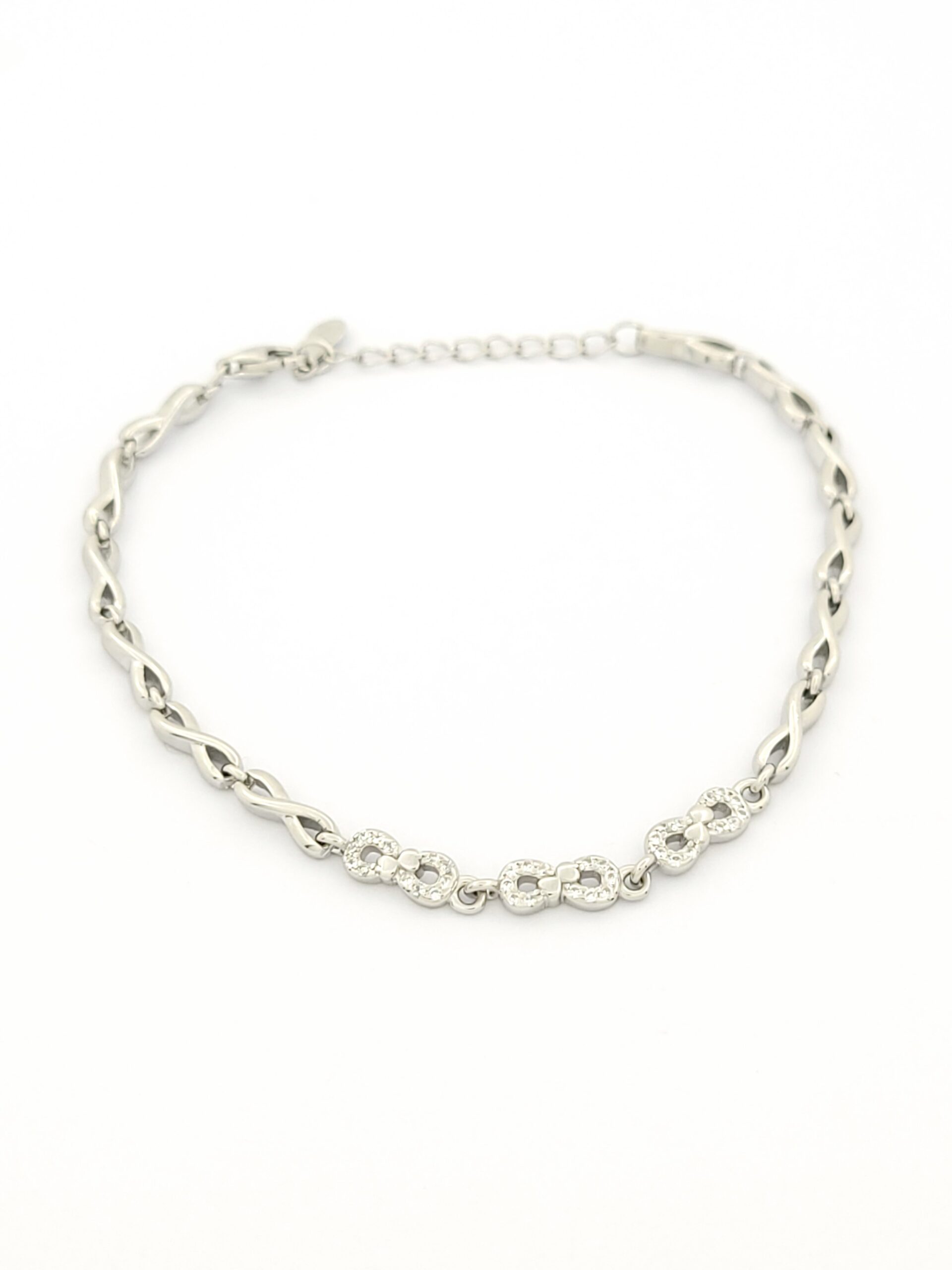 Ασημένιο Γυναικείο Βραχιόλι Της DekaGold, Με Σχέδιο Άπειρο και Ζιργκόν κωδ.103469