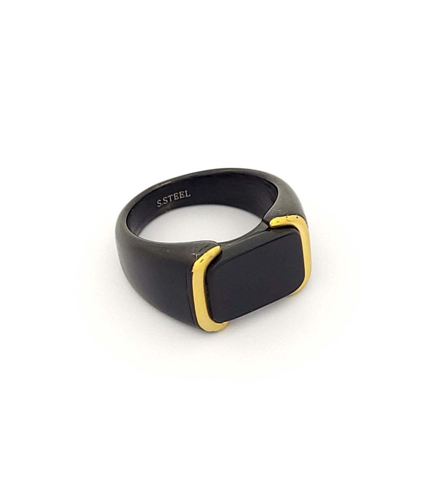 Ατσάλινο Μαύρο Ανδρικό Δαχτυλίδι, Με Μαύρη Πέτρα κωδ.103483