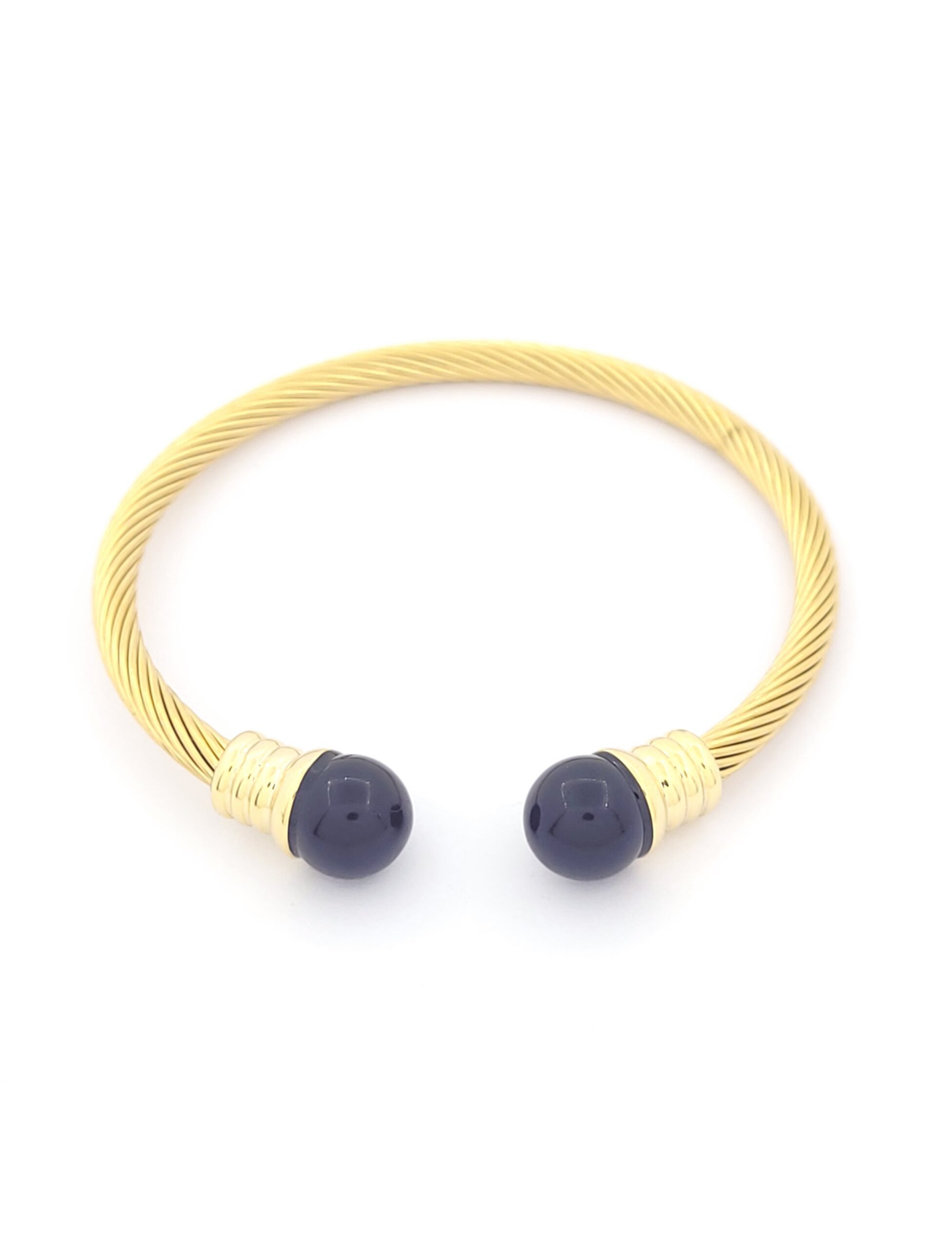 Γυναικείο Ατσάλινο Επιχρυσωμένο Βραχιόλι Στέκα, Με Μαύρη Πάστα κωδ.103649