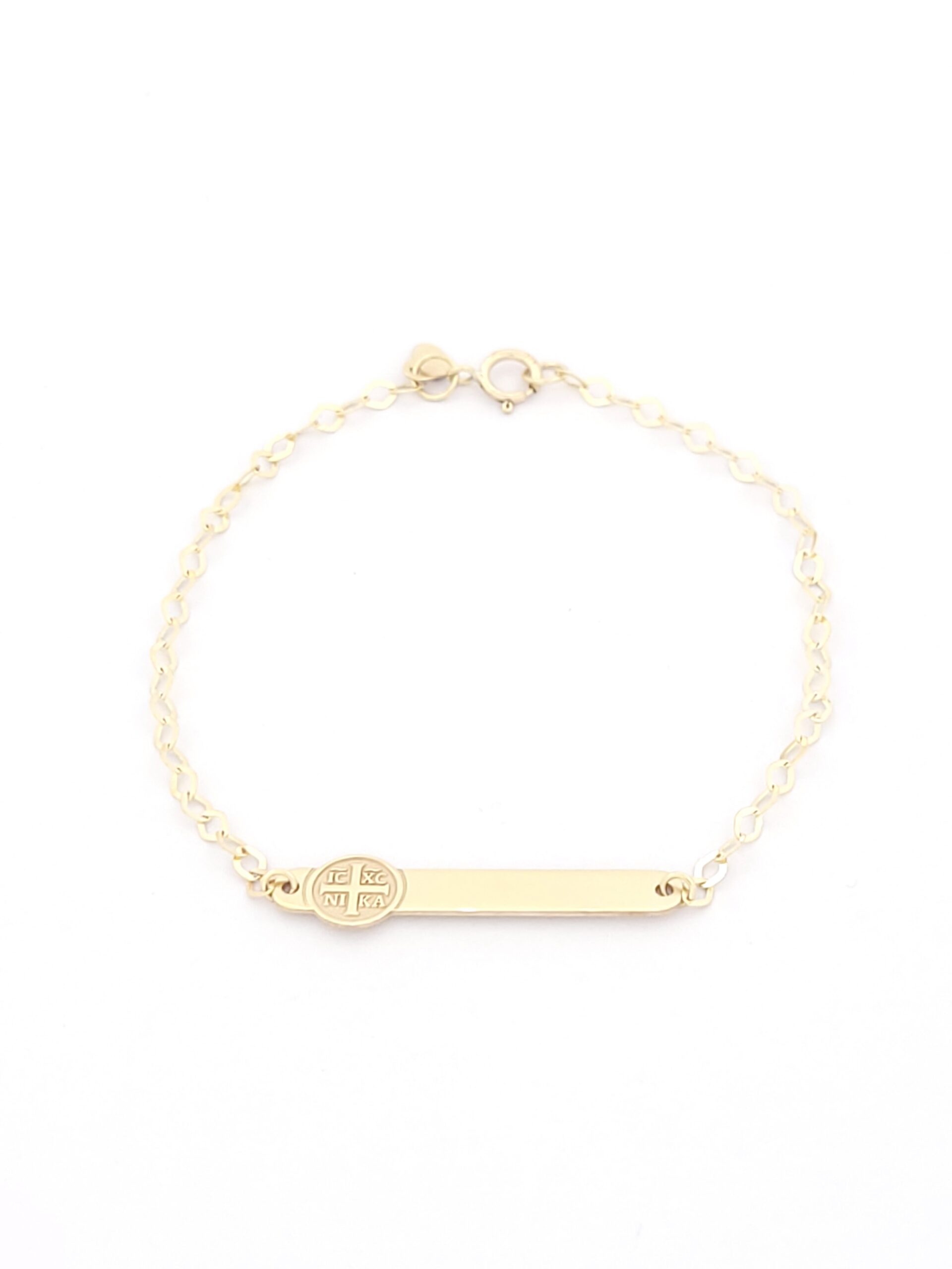 Χρυσό Παιδικό Βραχιόλι Με Ταυτότητα Κ9,Με Κωνσταντινάτο κωδ.103687