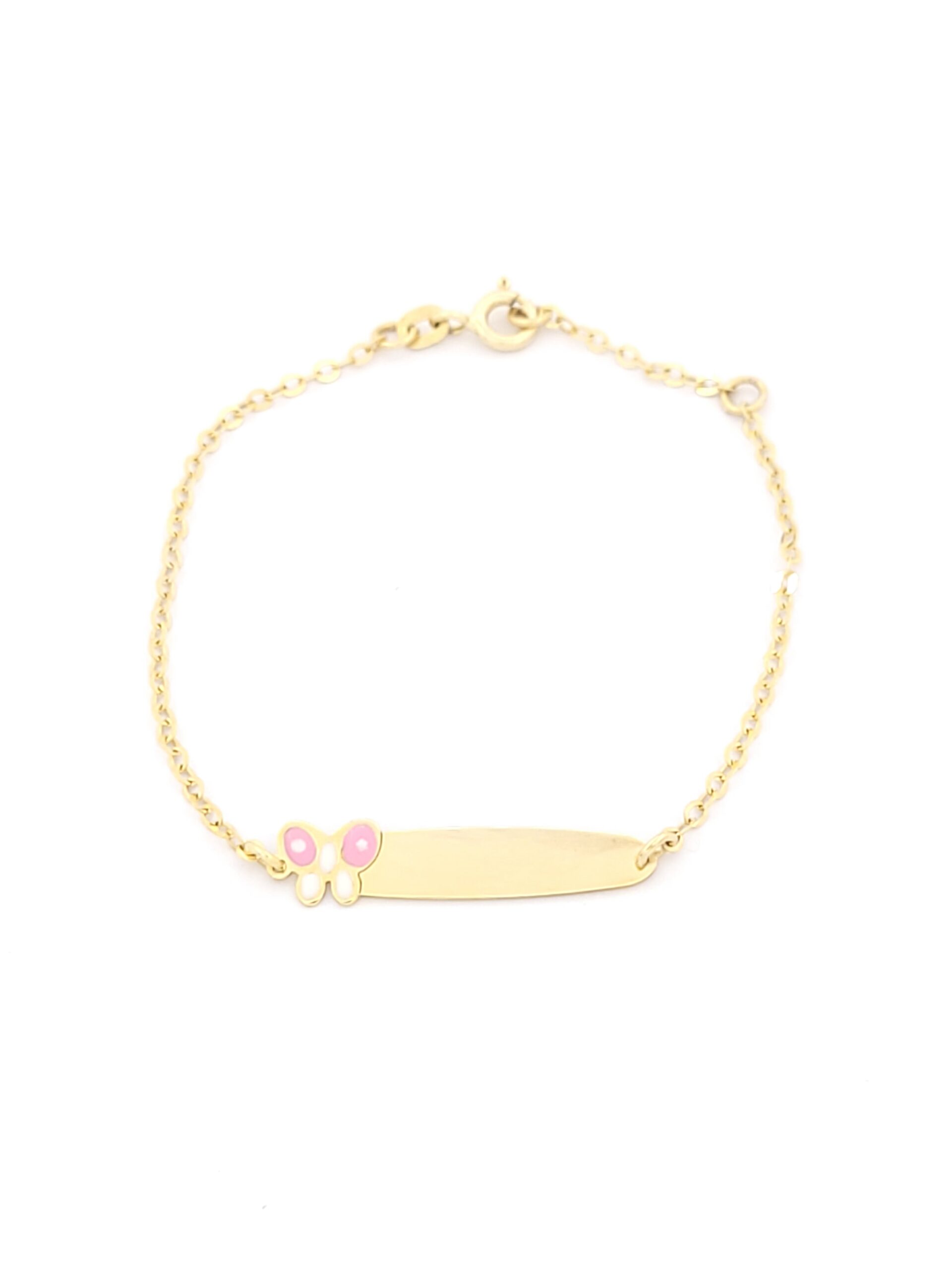 Χρυσό Παιδικό Βραχιόλι Με Ταυτότητα Κ9, Με Πεταλούδα Και Σμάλτο κωδ.103726