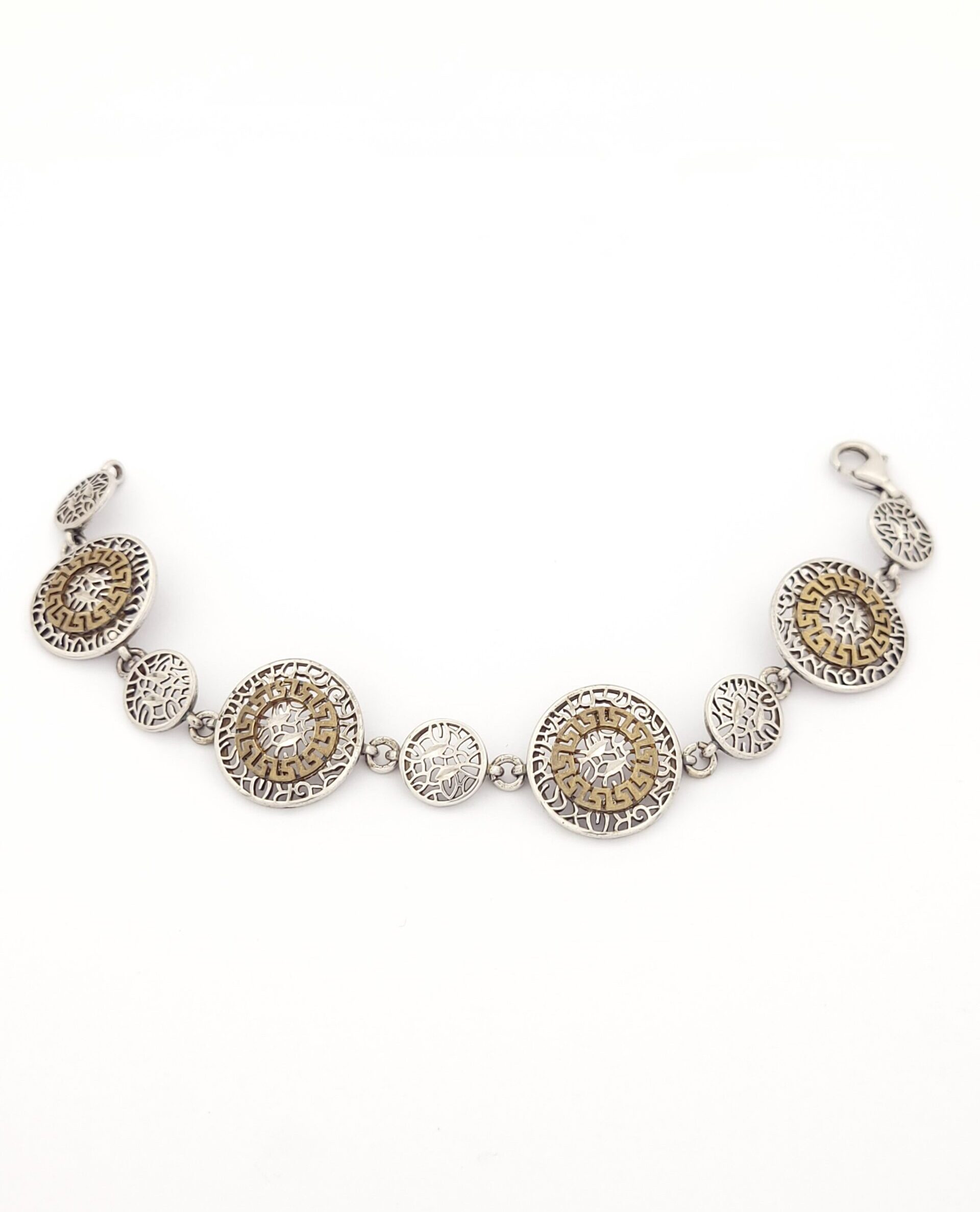 Ασημένιο Δίχρωμο Γυναικείο Βραχιόλι, με Μαίανδρο κωδ.103759