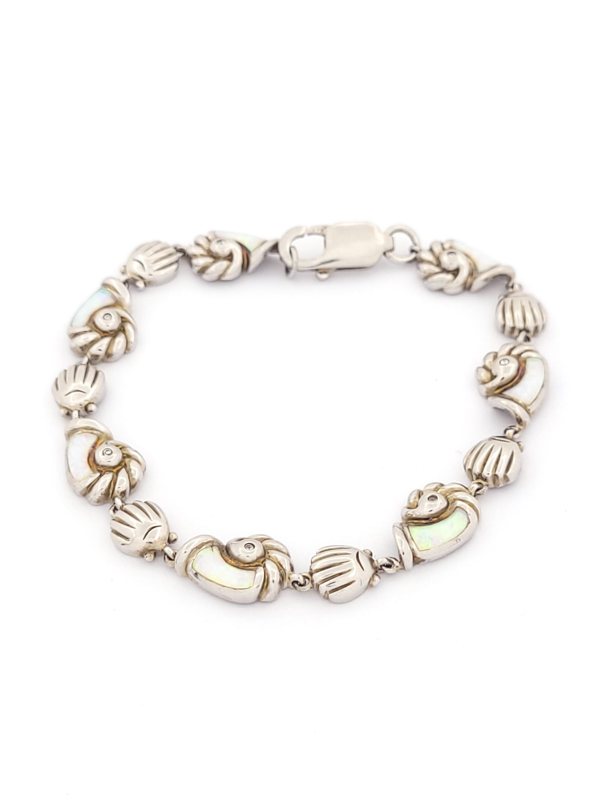 Ασημένιο Γυναικείο Βραχιόλι, Με Κοχύλια και Οπάλιο κωδ.103761