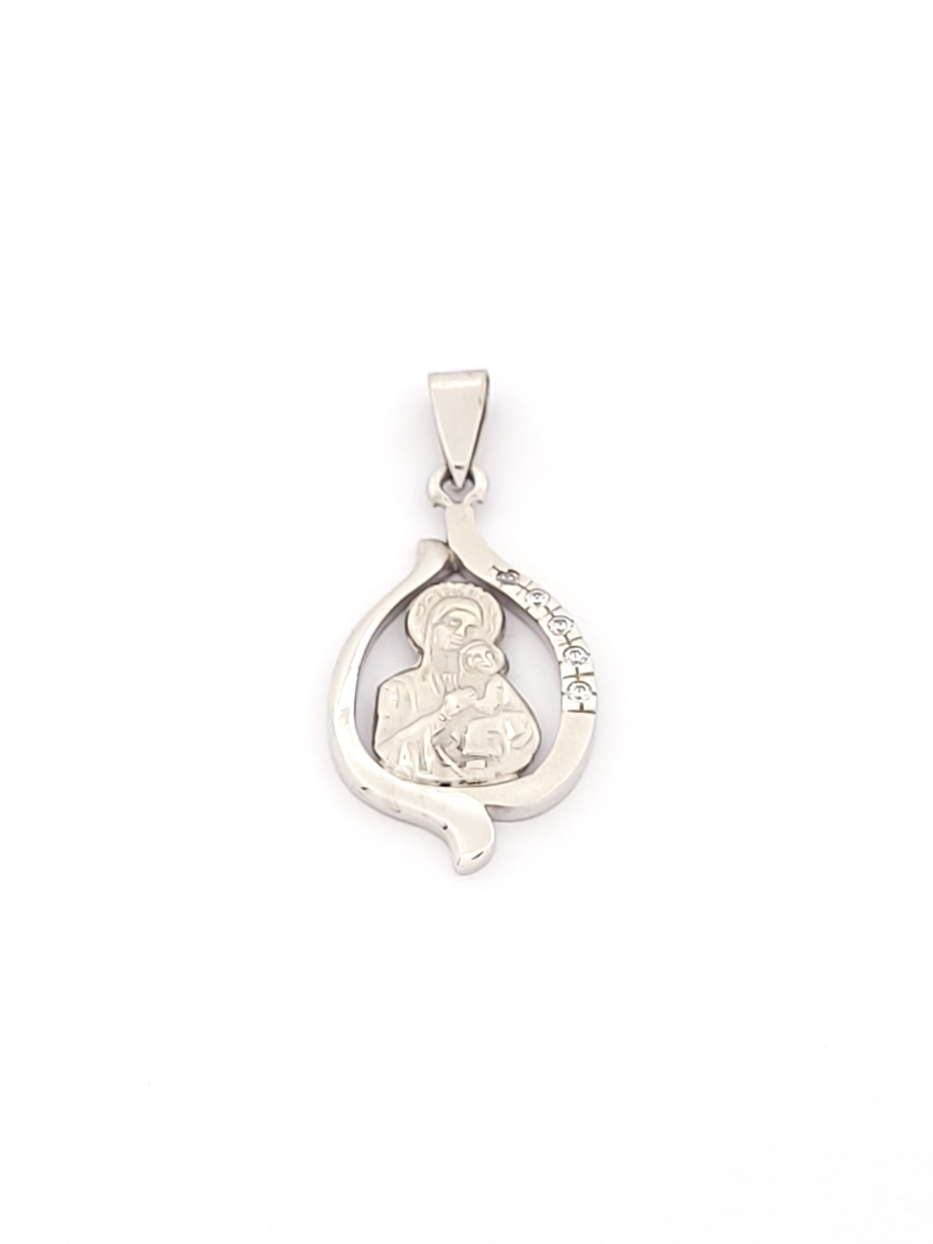 Γυναικείο Λευκόχρυσο Κρεμαστό Παναγίτσα K14, Με Ζιργκόν κωδ.103982