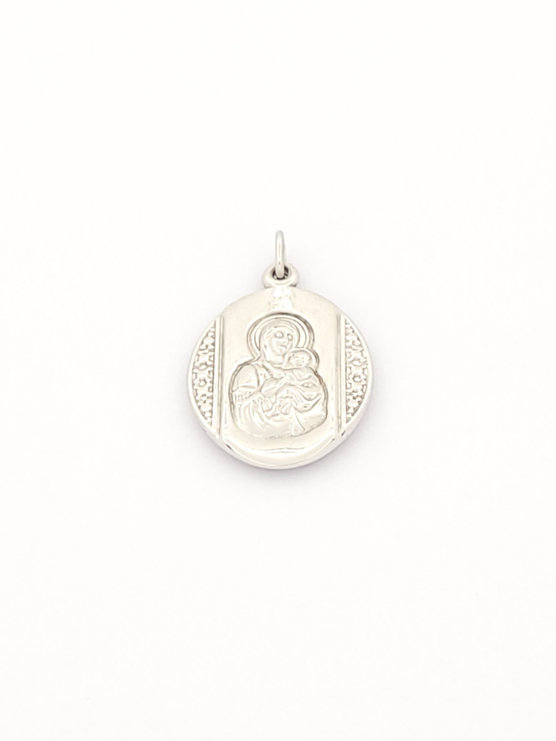 Λευκόχρυσο Κρεμαστό Διπλής Όψης Παναγίτσα K14, Με Κωνσταντινάτο κωδ.103996