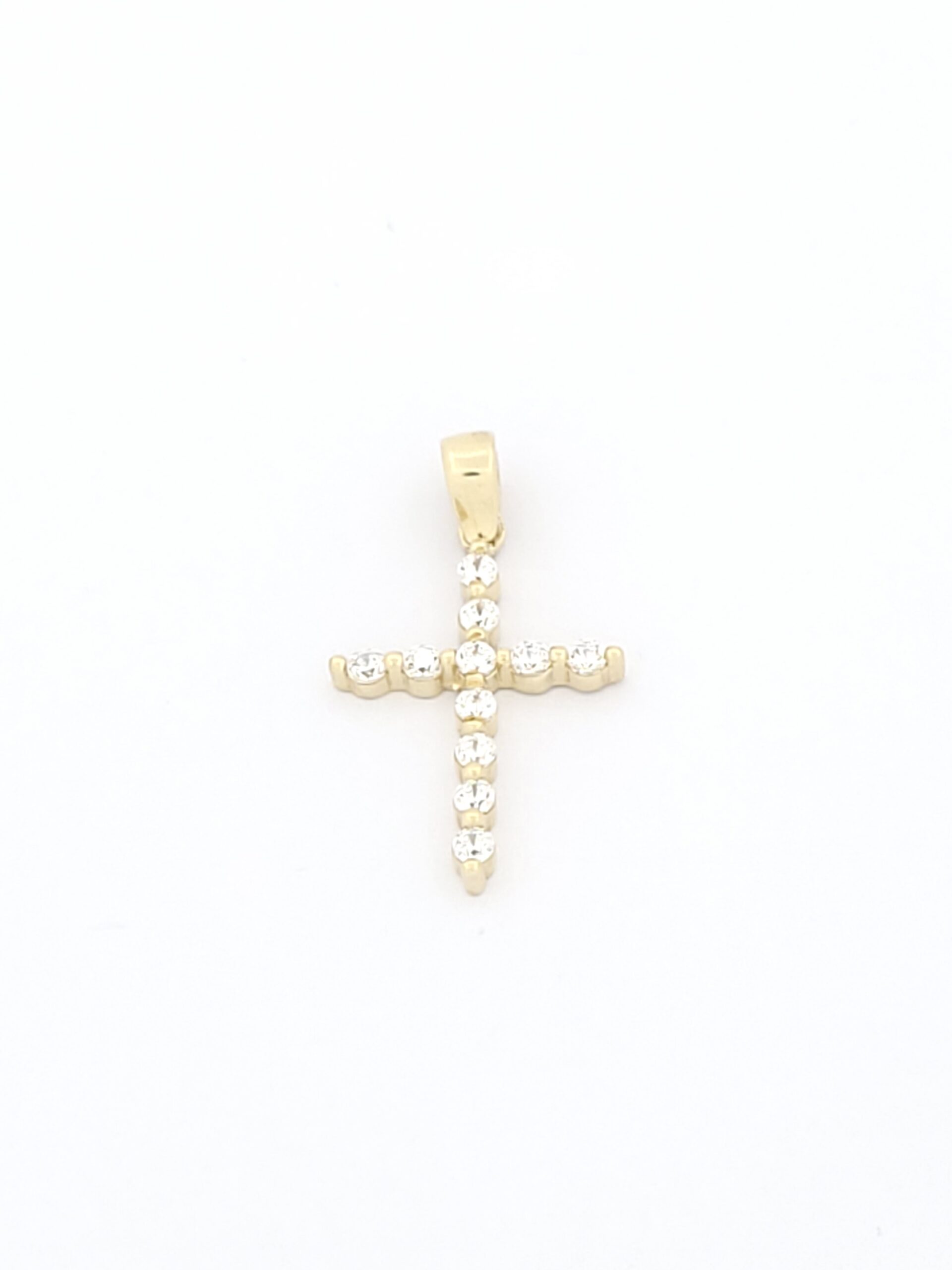 Χρυσός Γυναικείος Σταυρός Κ14, Με Λευκά Ζιργκόν κωδ.104075