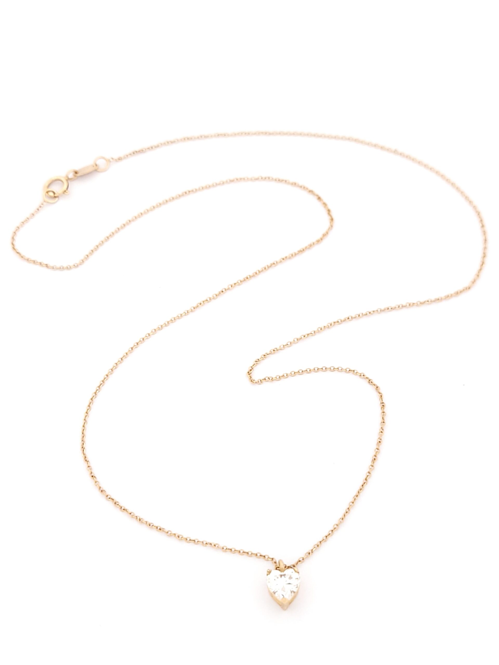 Χρυσό Ροζ Gold Γυναικείο Κολιέ Κ14, Με Λευκό Ζιργκόν Καρδιά κωδ.101717