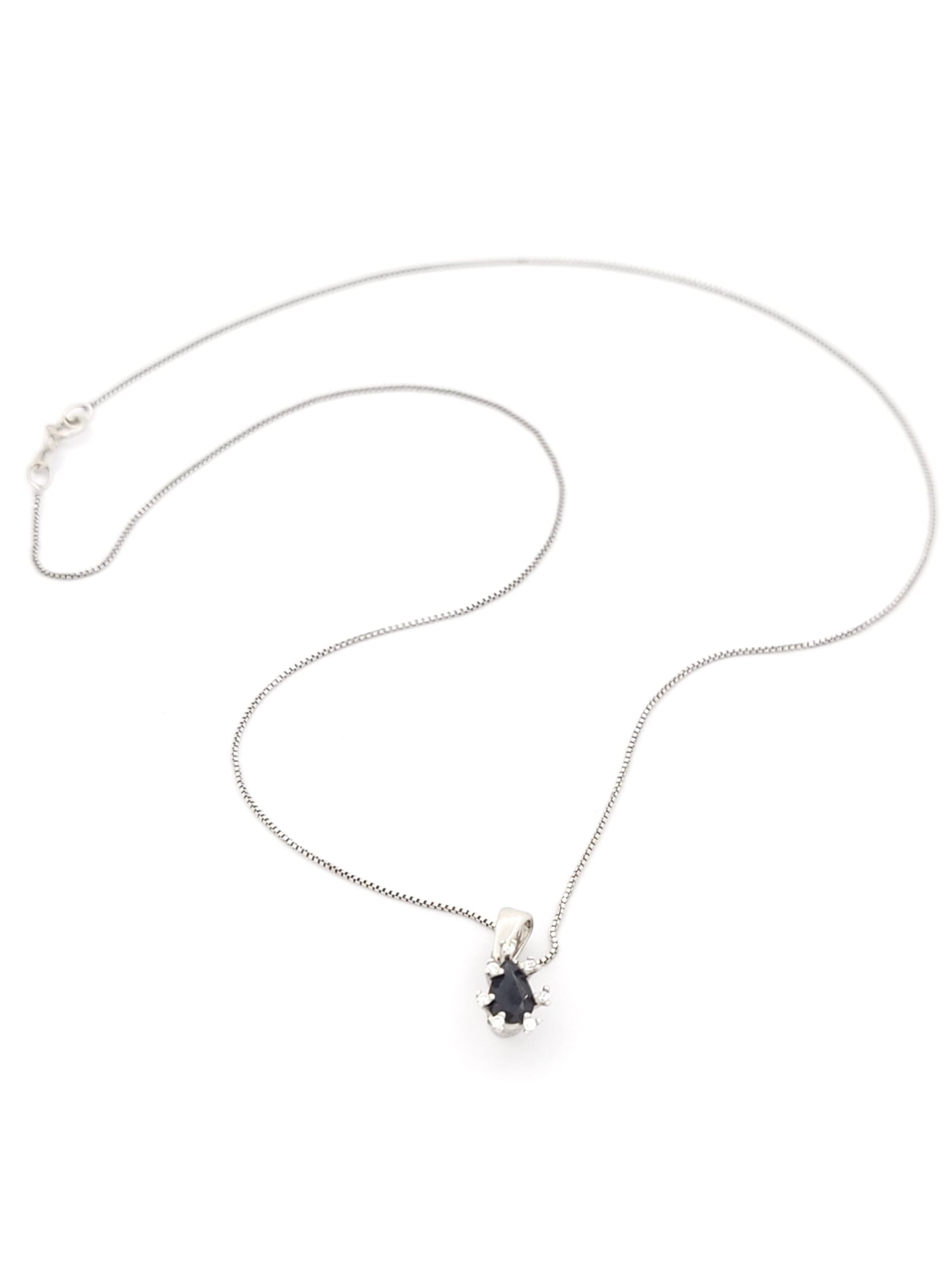 Λευκόχρυσο Γυναικείο Κολιέ Κ14, Με Λευκά Ζιργκόν Και Μαυρό Ζιργκόν Δάκρυ κωδ.104158