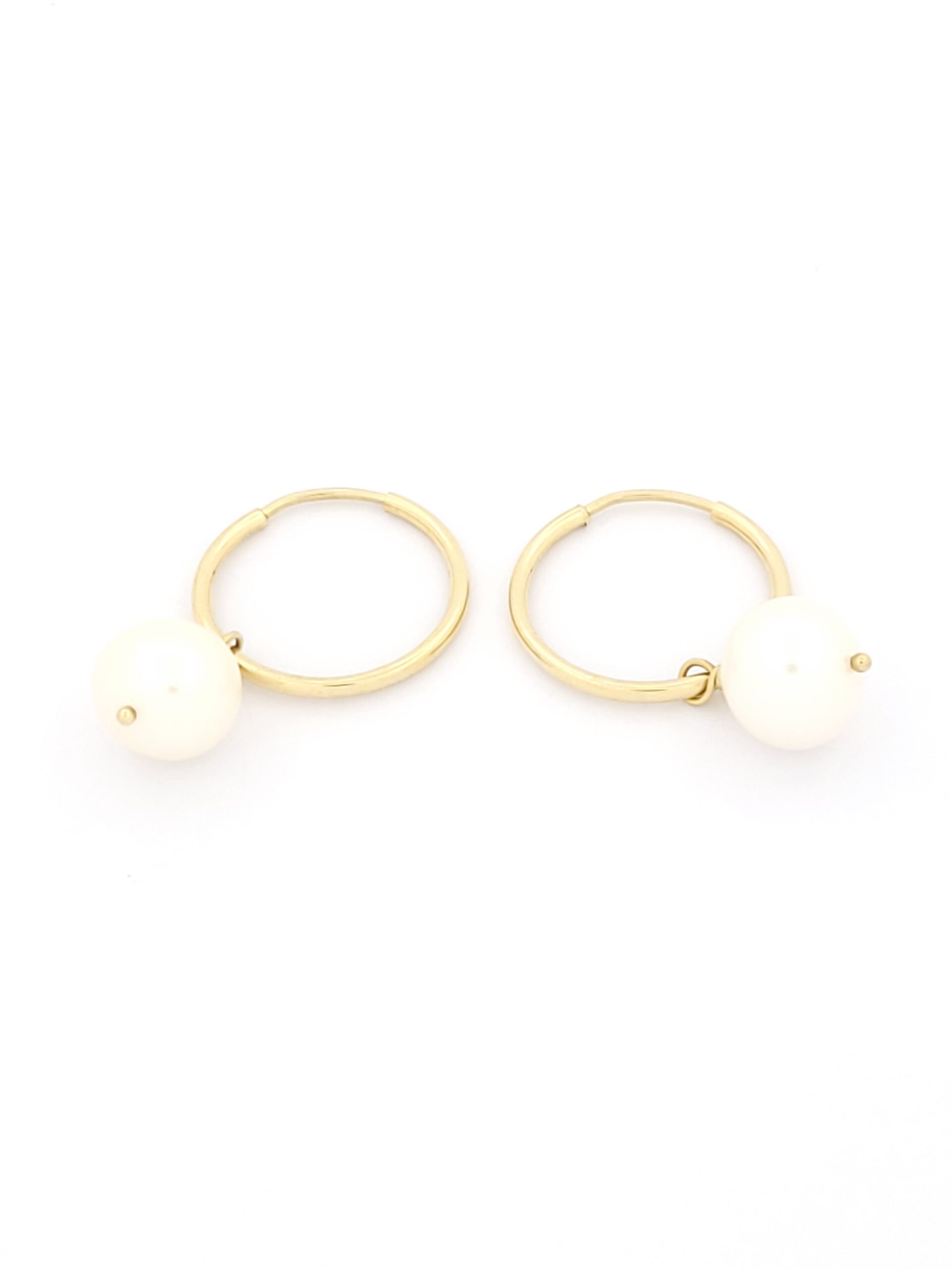 Χρυσά Σκουλαρίκια Κρίκοι Κ14, Με Μαργαριτάρια κωδ.104184