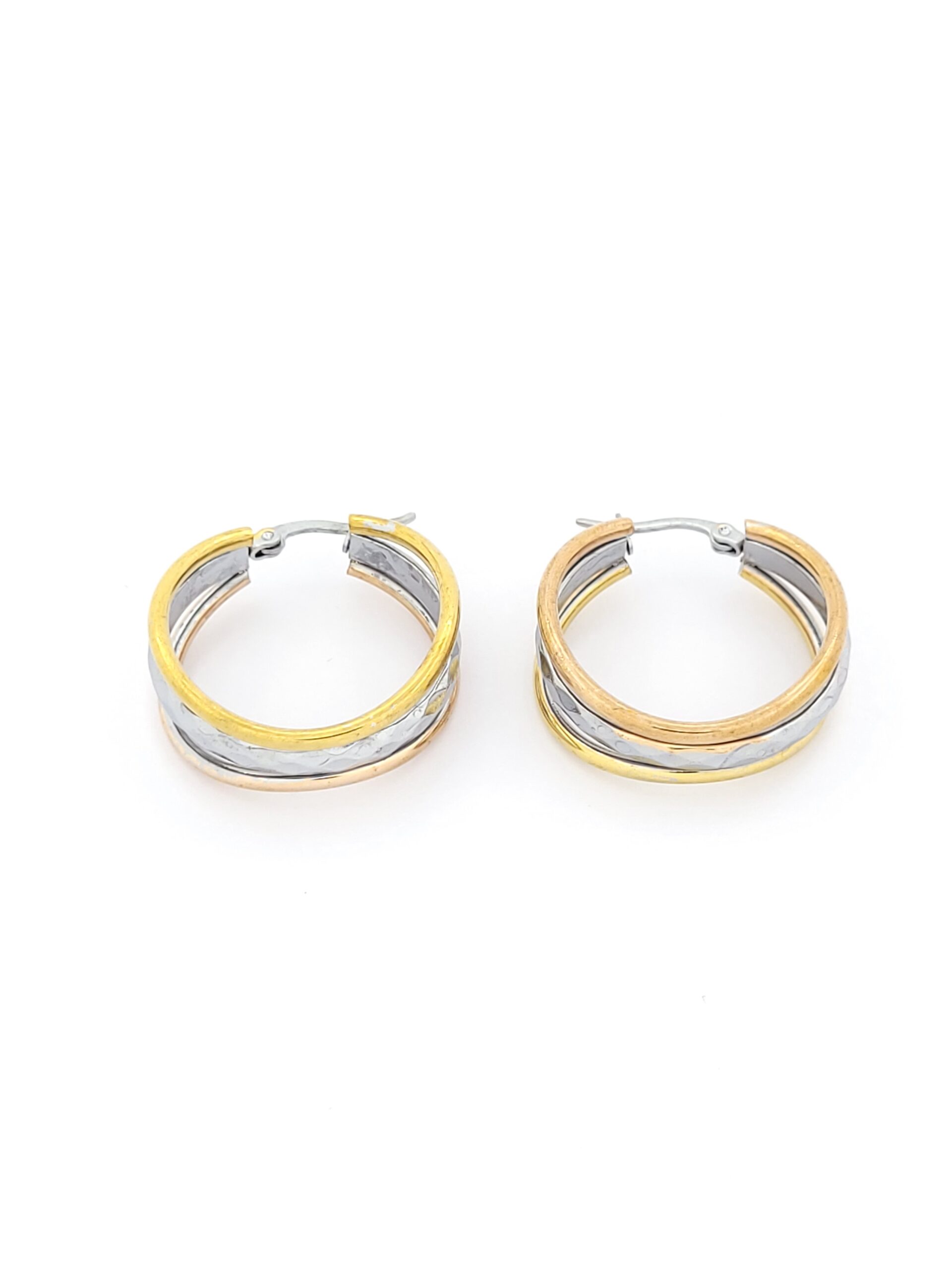 Ατσάλινα Τρίχρωμα Σκουλαρίκια Κρίκοι Puppis κωδ.PUW01426G