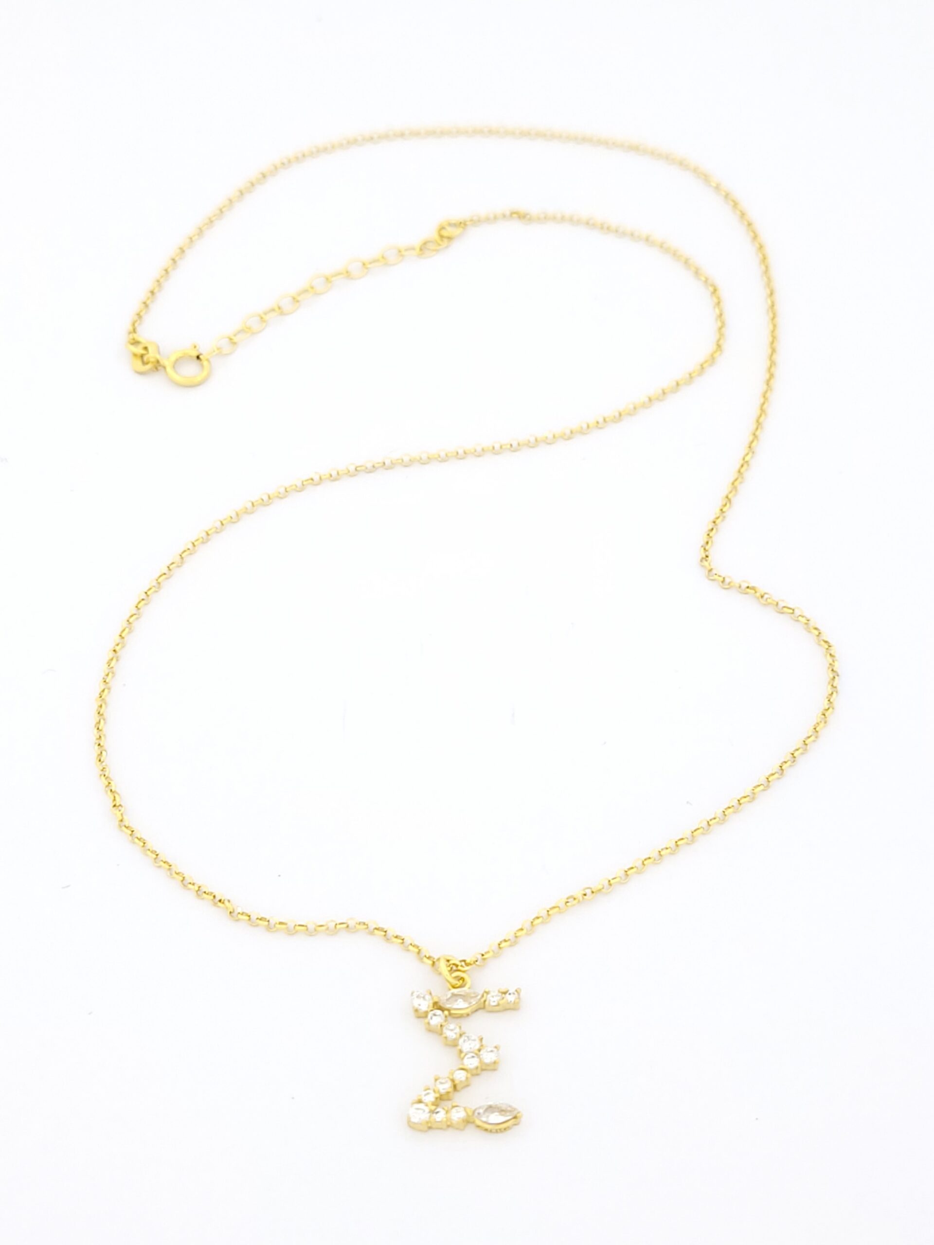 Ασημένιο Επιχρυσωμένο Γυναικείο Κολιέ, Με Γράμμα "Σ" Και Λευκά Ζιργκόν κωδ.104895