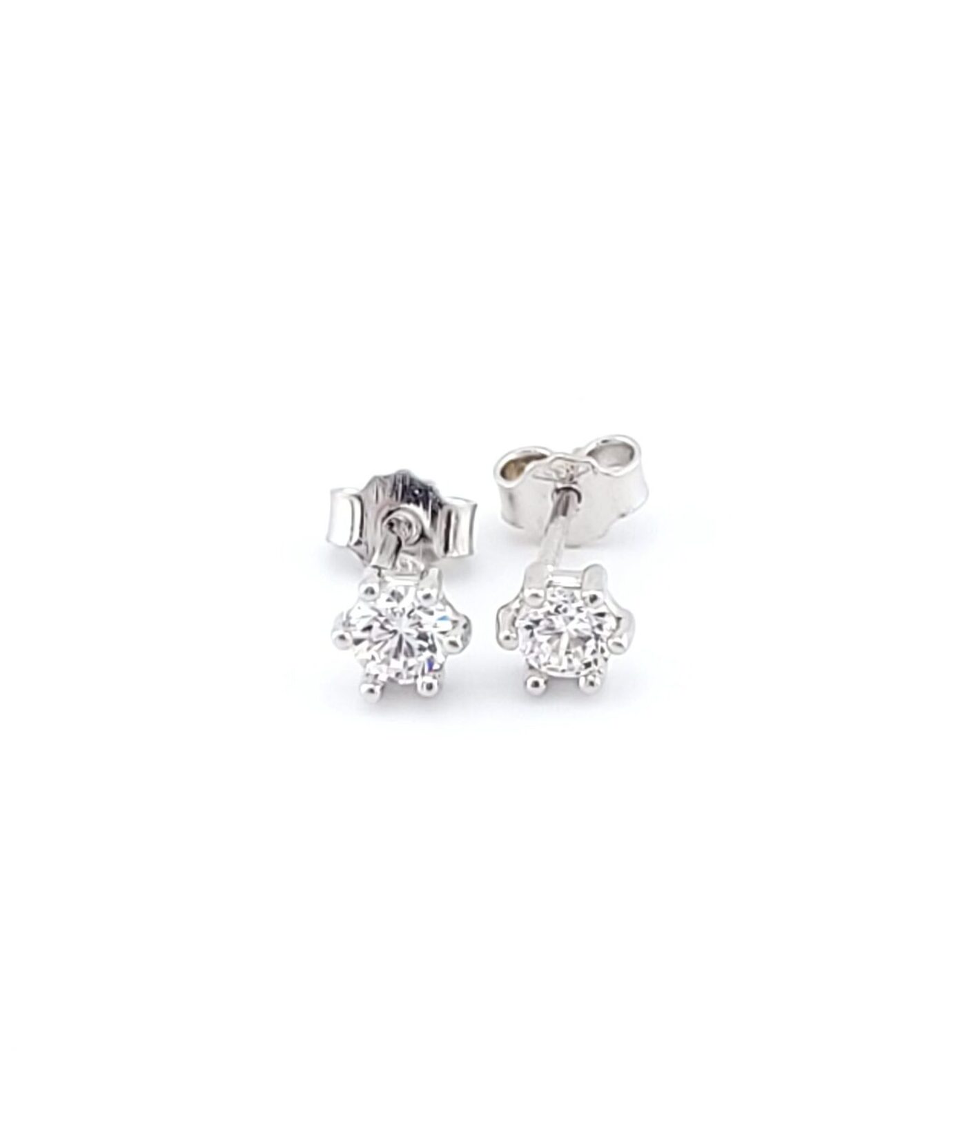 Λευκόχρυσα Γυναικεία Σκουλαρίκια Καρφωτά Κ14, Με Λευκά Ζιργκόν κωδ.105144