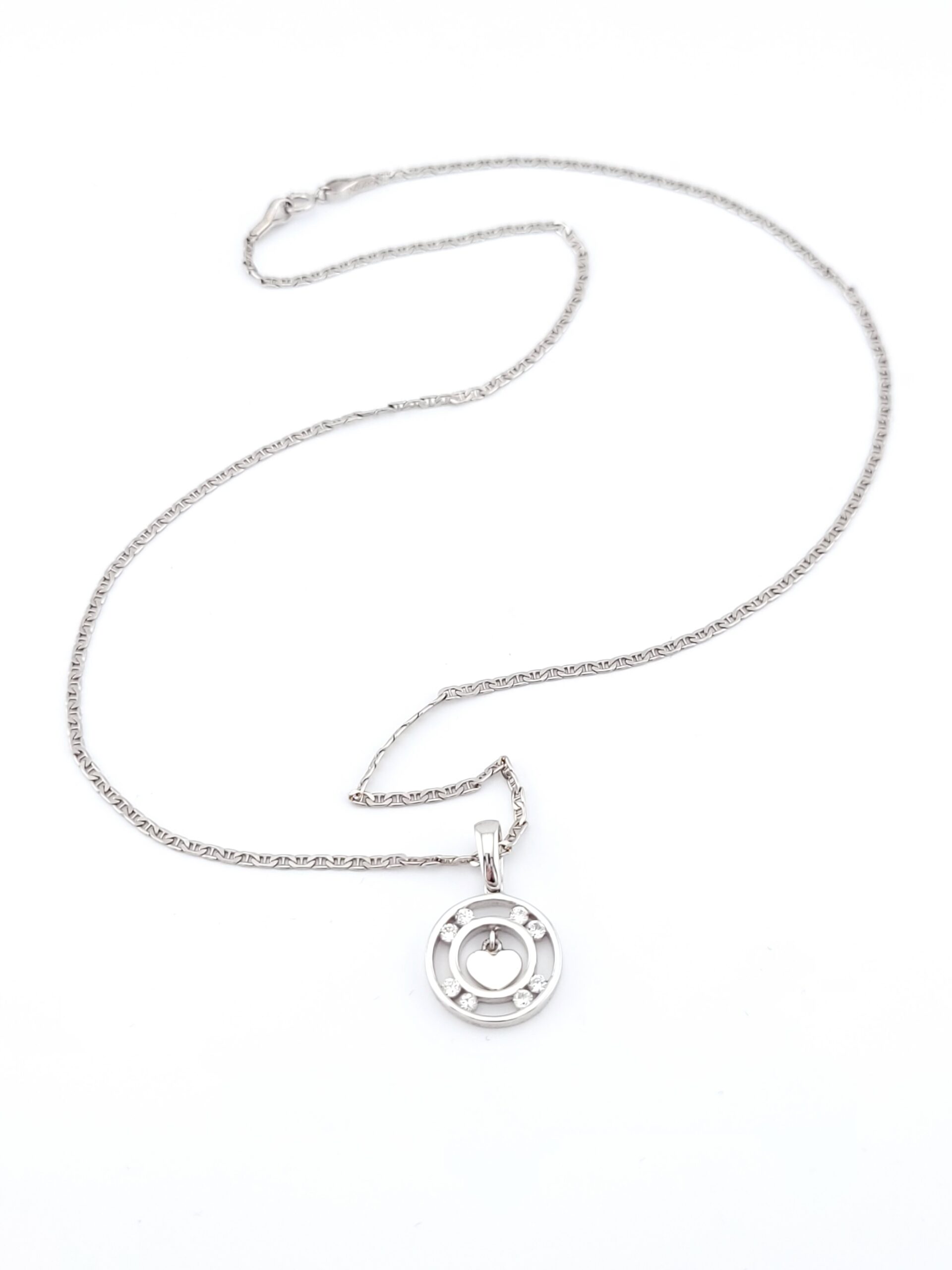 Λευκόχρυσο Γυναικείο Κολιέ Κ14, Με Καρδιά Και Λευκά Ζιργκόν κωδ.105165