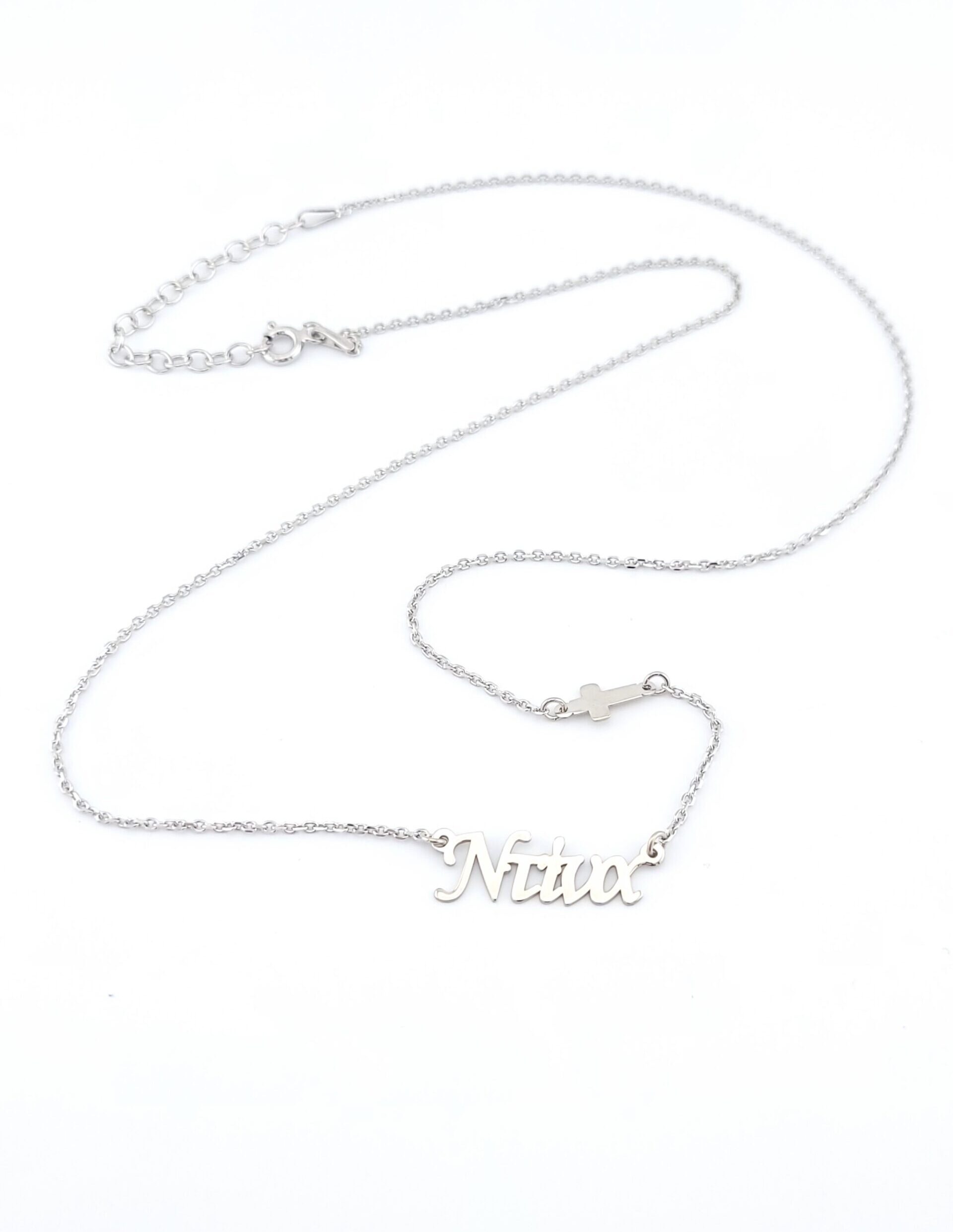 Ασημένιο Γυναικείο Κολιέ, Με Μοτίφ ''Ντίνα'' Και Σταυρό κωδ.105168