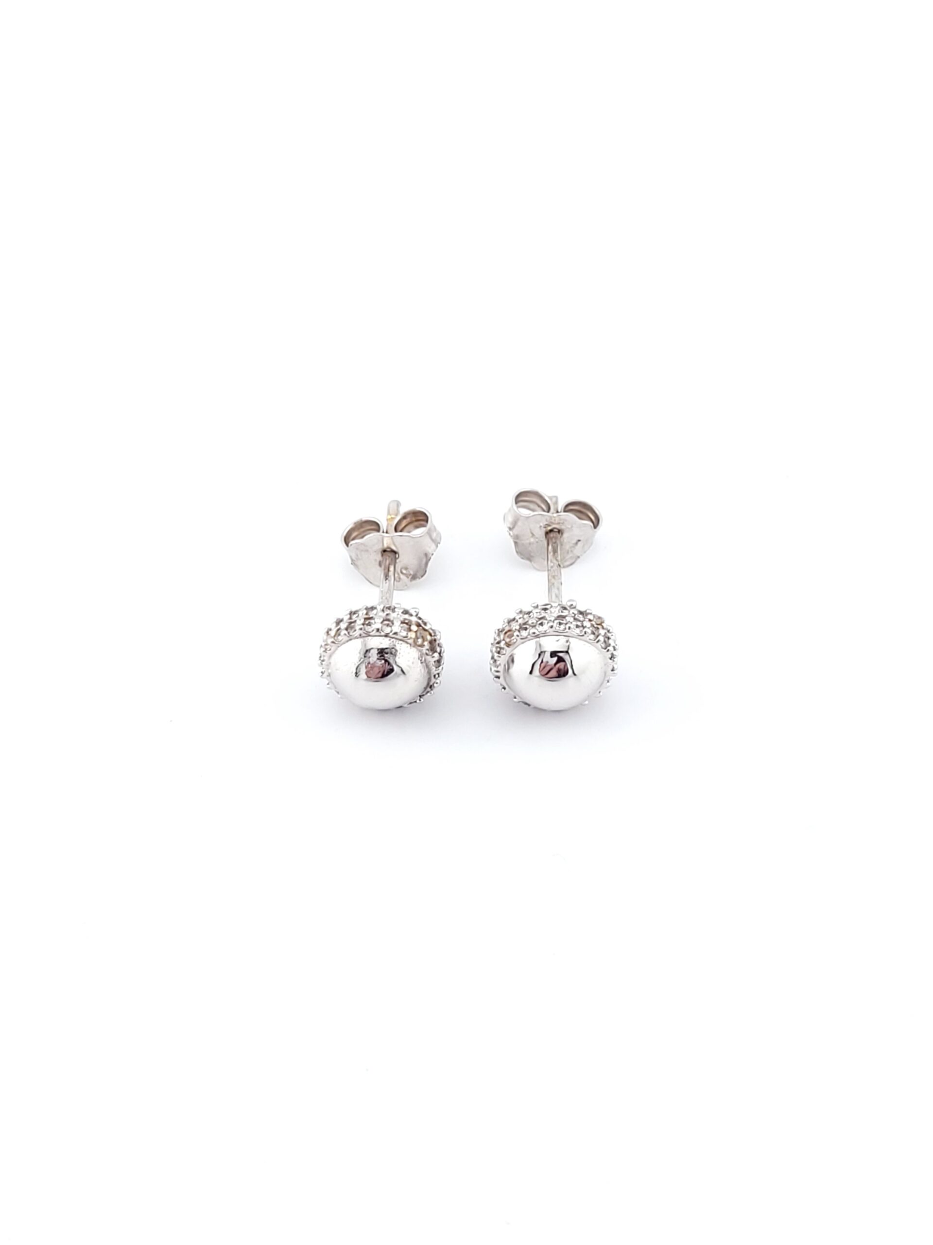 Λευκόχρυσα Γυναικεία Σκουλαρίκια Καρφωτά Κ14, Με Λευκά Ζιργκόν κωδ.105218