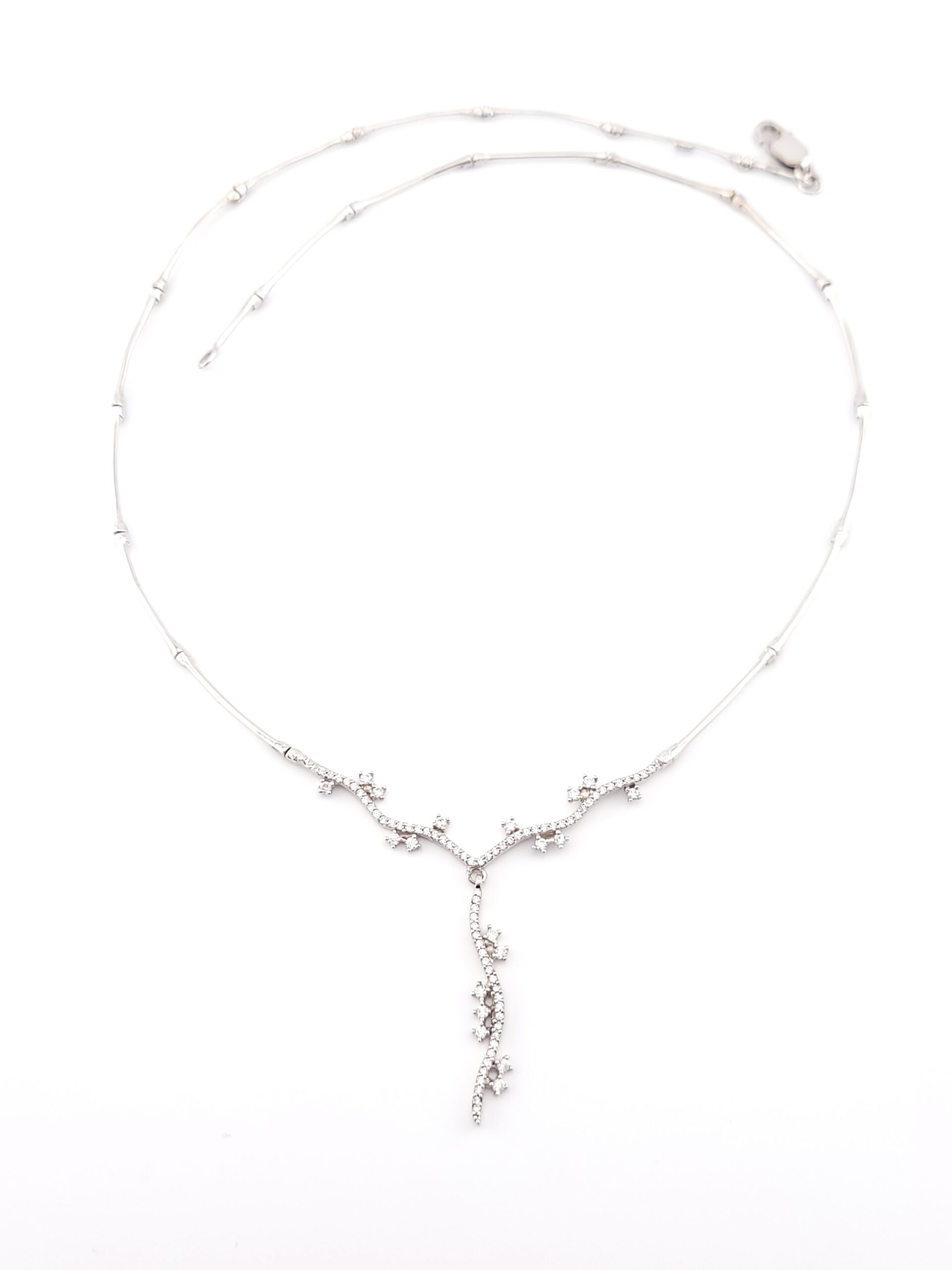 Λευκόχρυσο Γυναικείο Κολιέ Κ14 Της MetronGold, Λευκά Ζιργκόν κωδ.105242