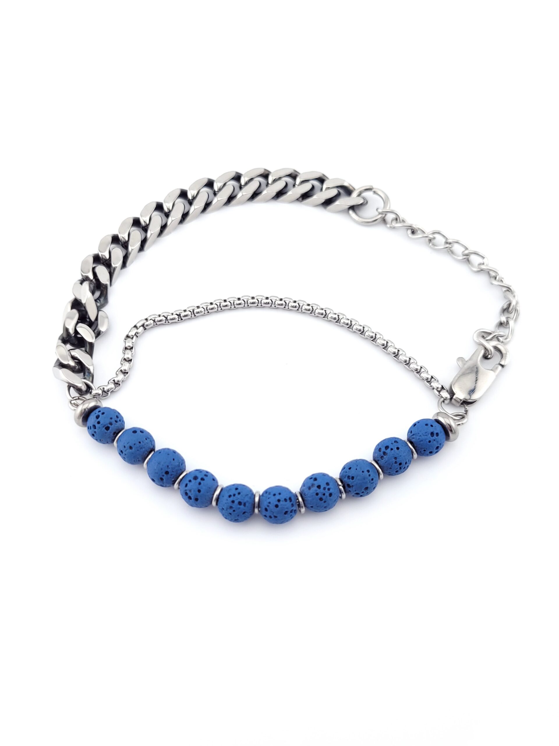 Ατσάλινο Ανδρικό Βραχιόλι Της Slevori Με Μπλε Λάβα Χρωματισμένη κωδ.BBSS-0164.BLSI