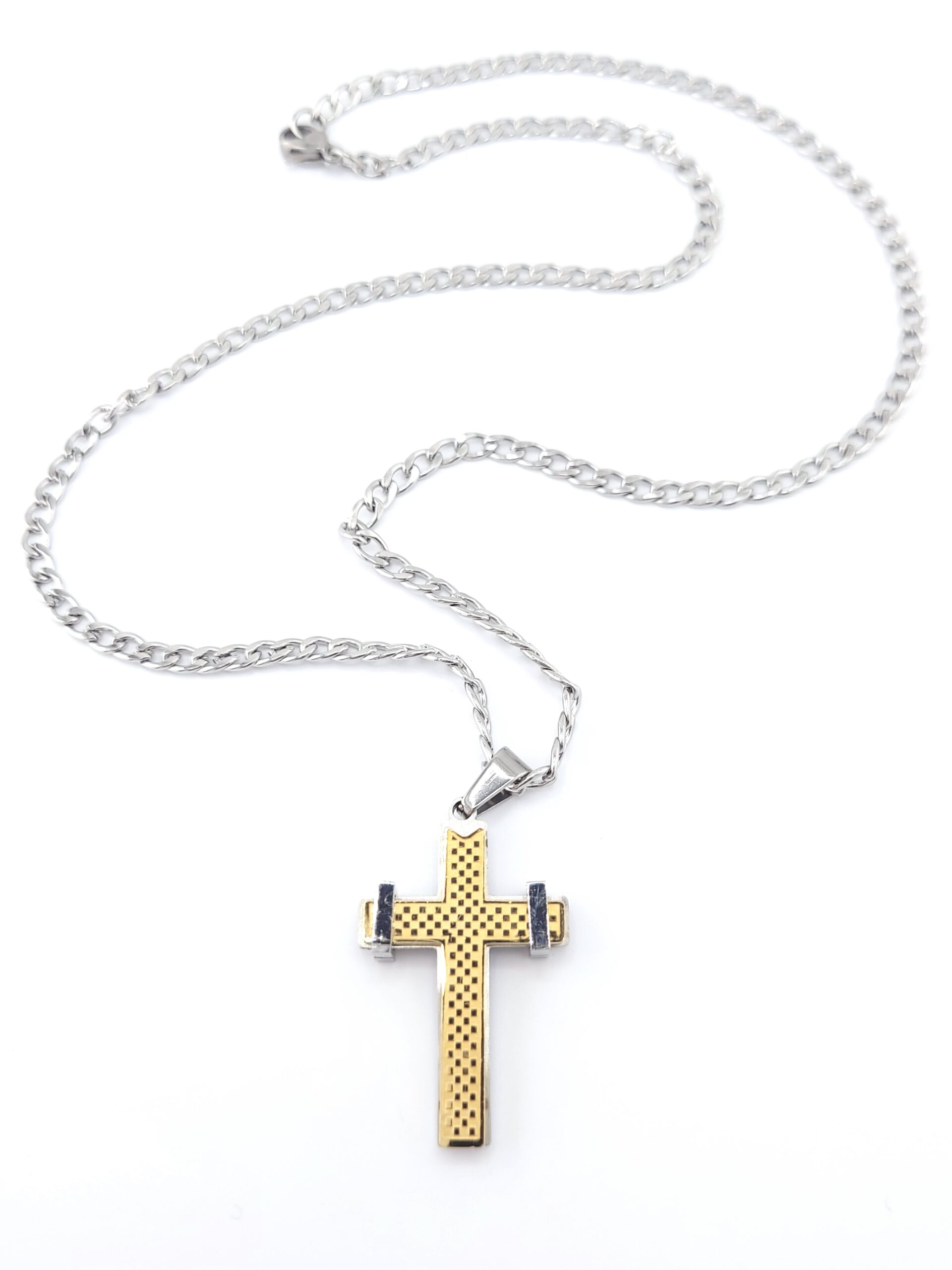 Ατσάλινος Δίχρωμος Ανδρικός Σταυρός κωδ.104140