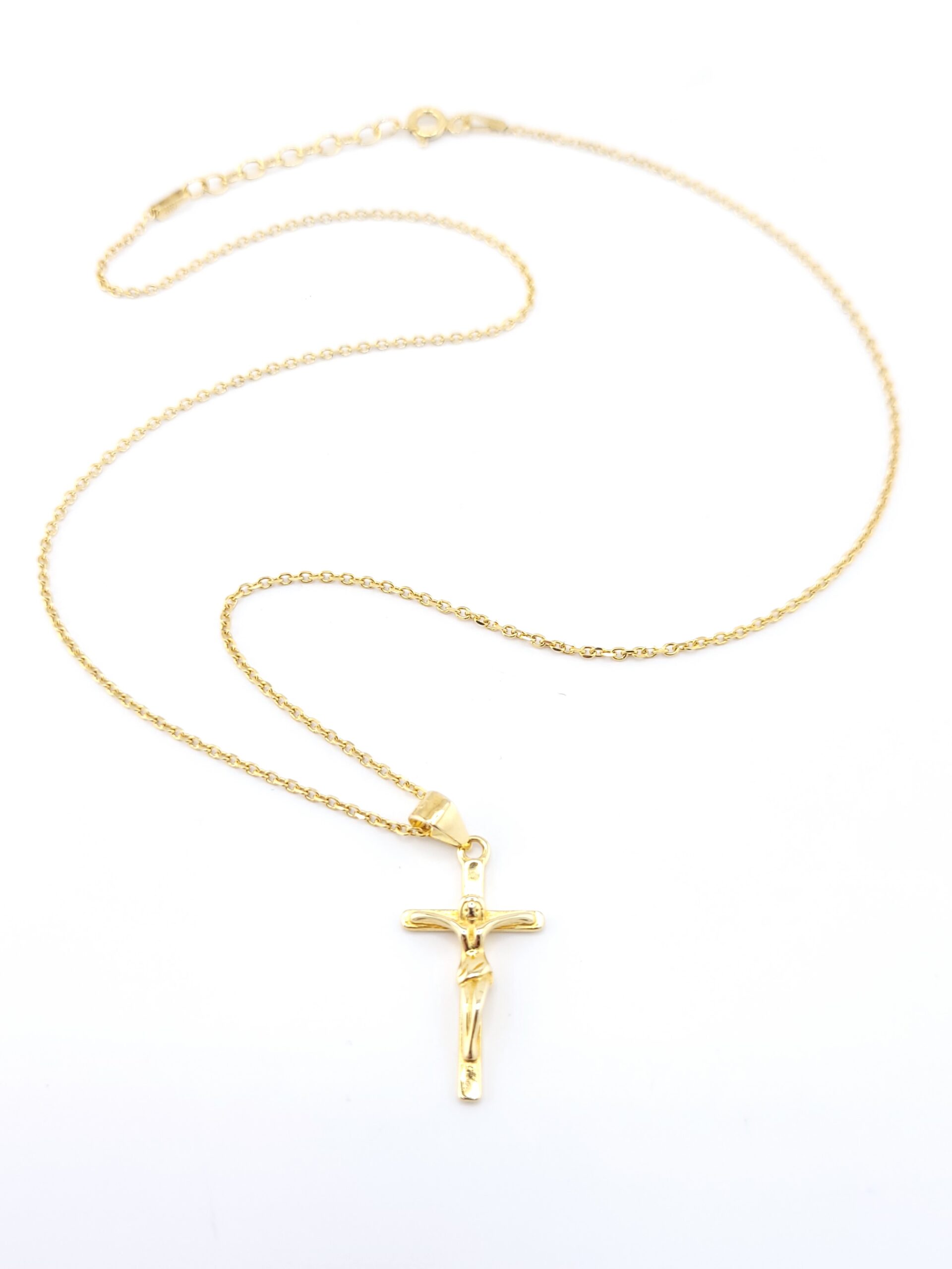 Ασημένιο Επιχρυσωμένο Γυναικείο Κολιέ, Με Σταυρό με Εσταυρωμένο κωδ.105341