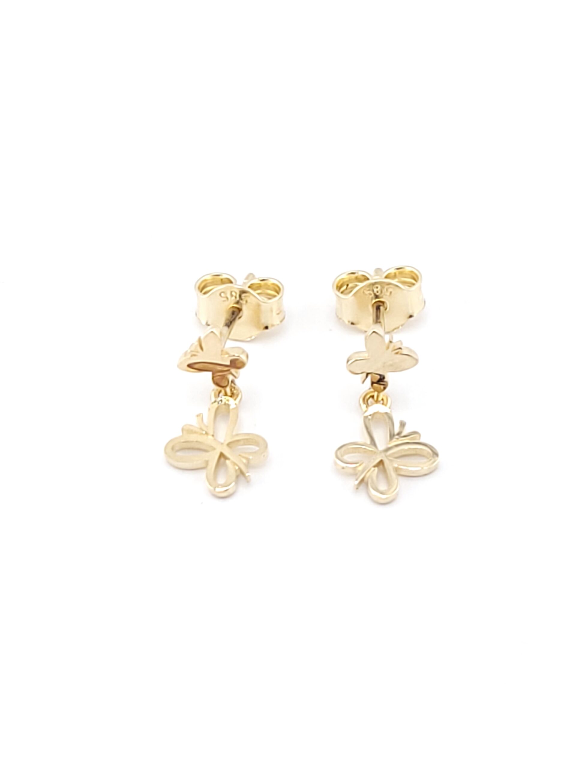 Χρυσά Γυναικεία Σκουλαρίκια Καρφωτά Πεταλούδες Κ14 κωδ.105360