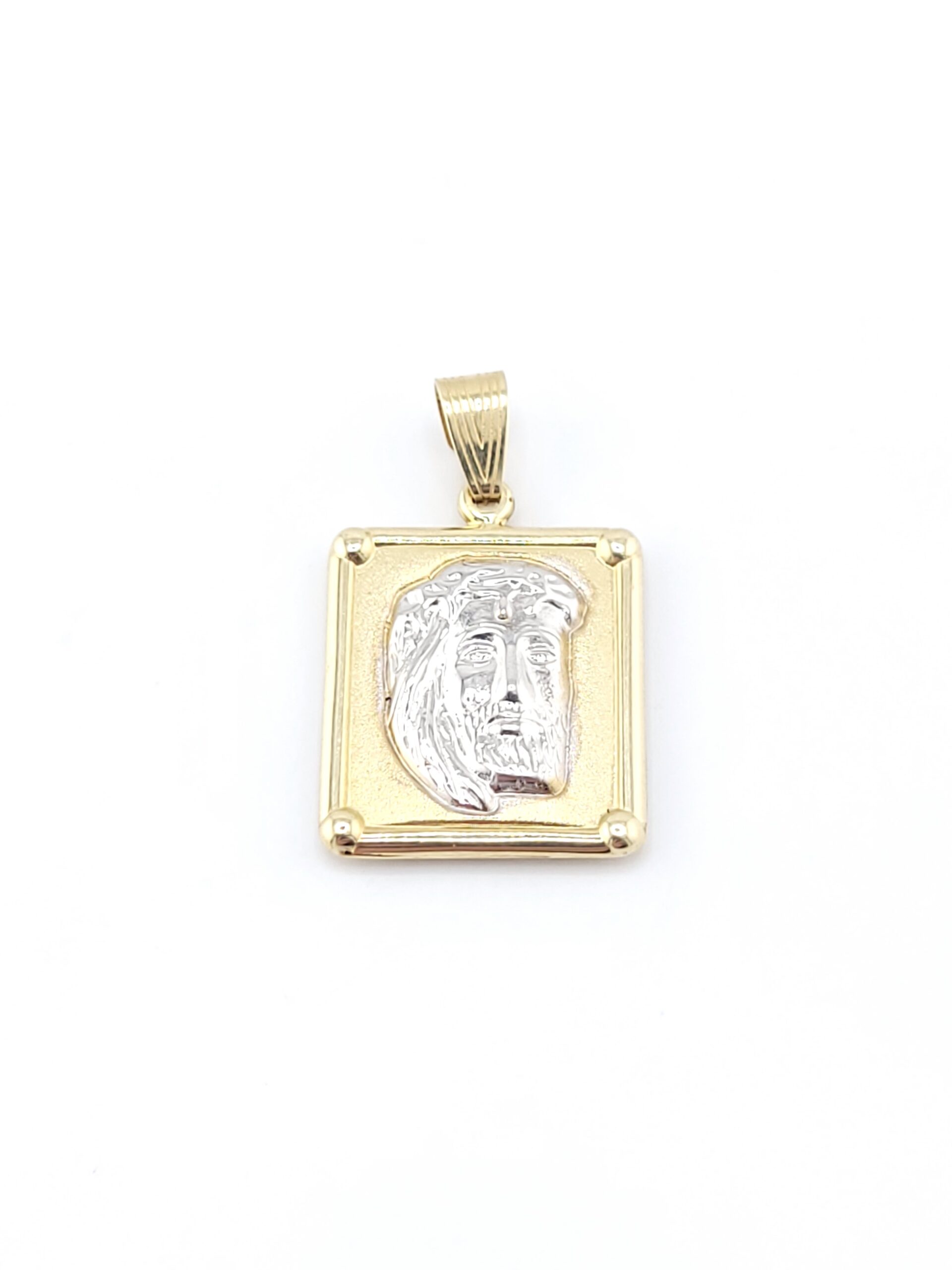 Χρυσό Δίχρωμο Κρεμαστό Φυλακτό Διπλής Όψης Κ9, Με Την Κεφαλή Του Χριστού Και Αναπαράσταση των Αγίων Κωνσταντίνου Και Ελένης κωδ.105399