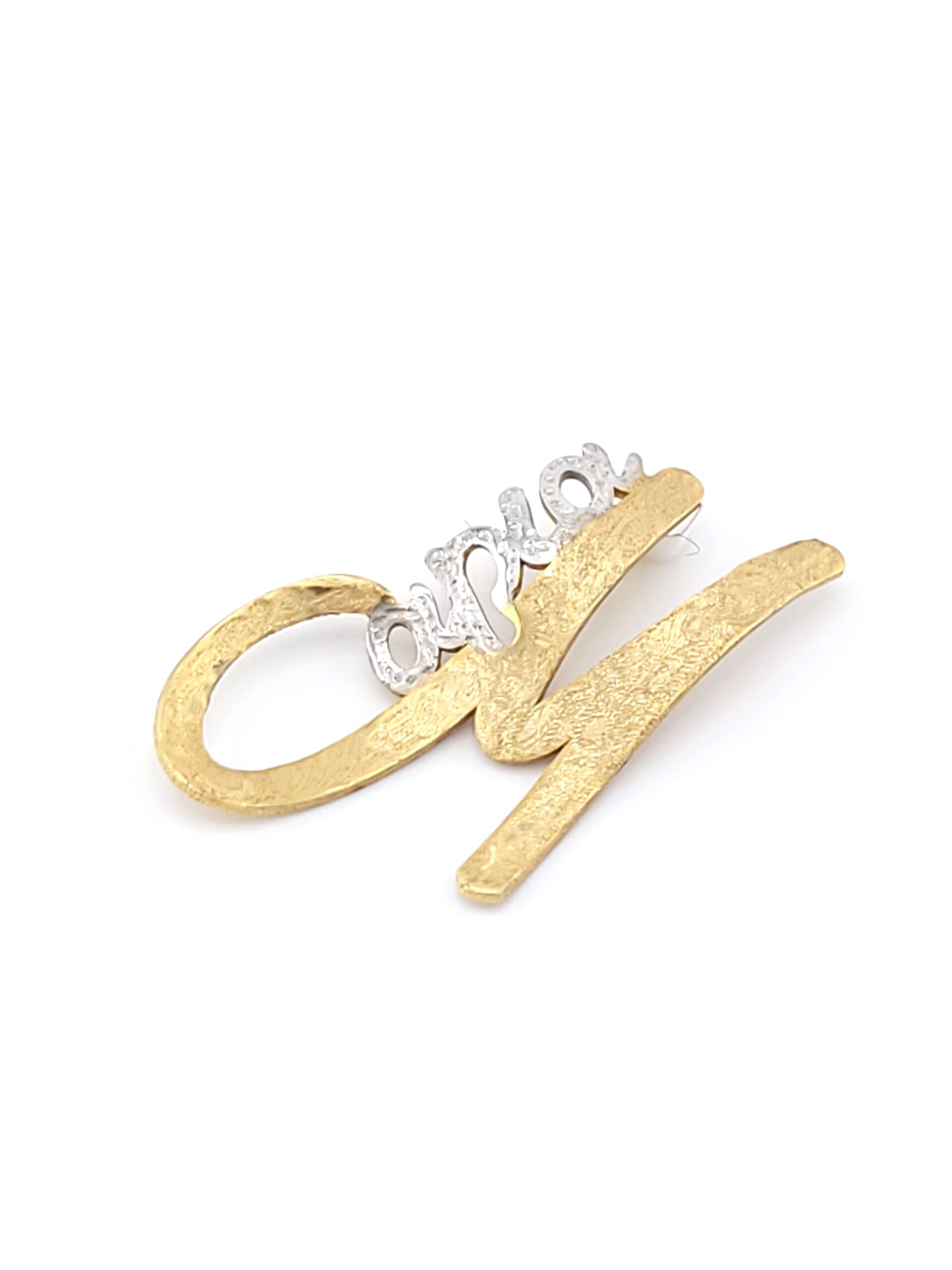 Χρυσό Δίχρωμο Γυναικείο Χειροποίητο Κρεμαστό "Μαρία" Κ14 κωδ.105427