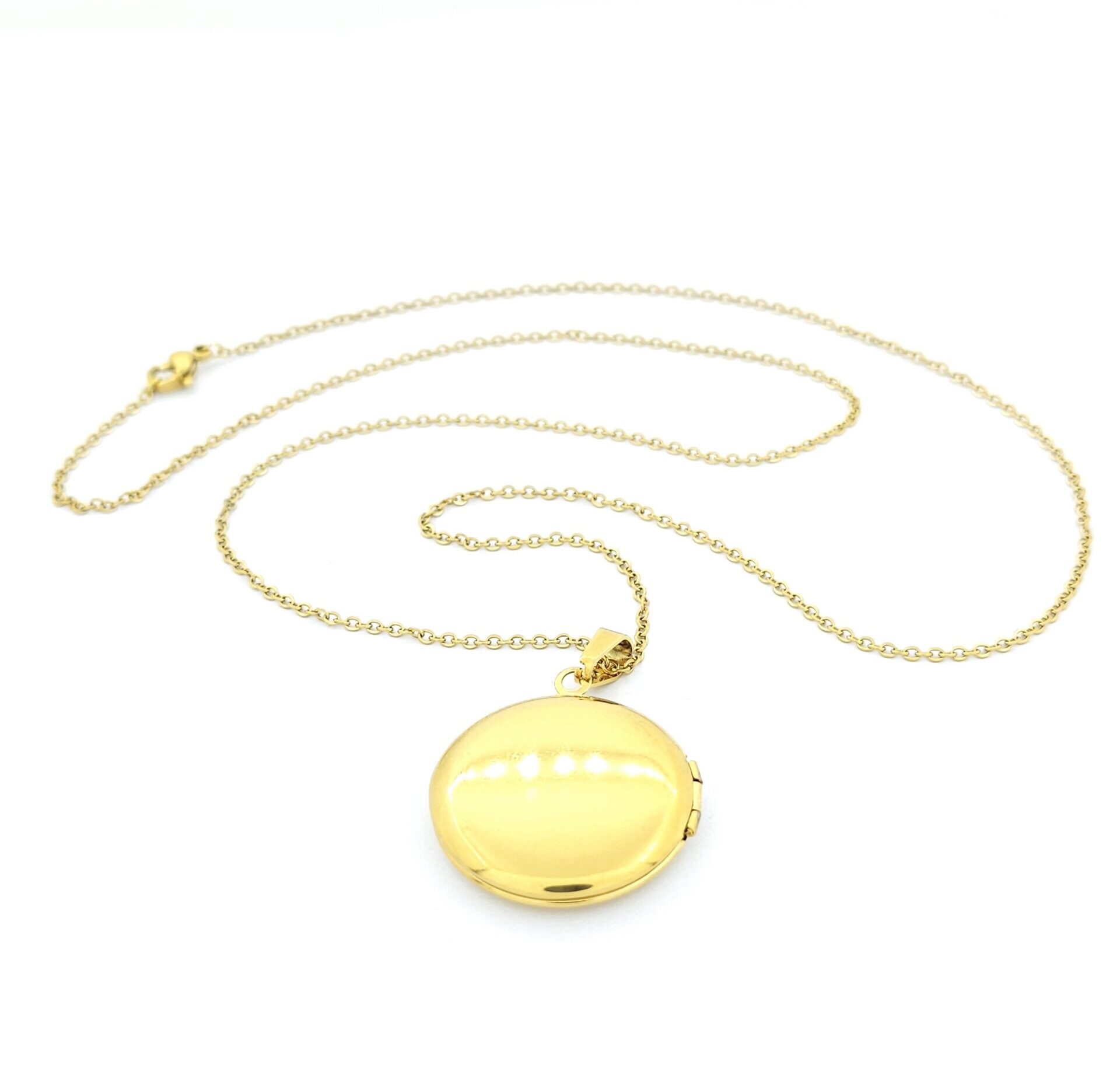 Ατσάλινο Επιχρυσωμένο Κολιέ, Με Μενταγιόν Φωτογραφοθήκη κωδ.105582