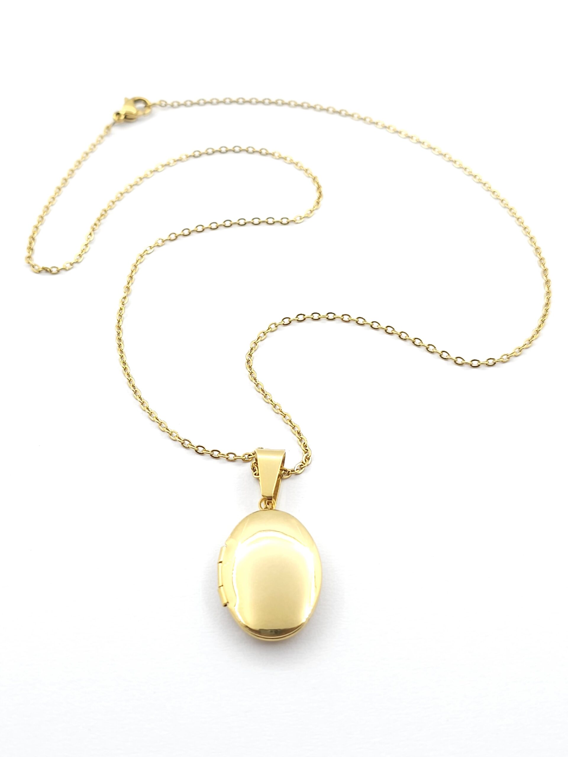 Ατσάλινο Επιχρυσωμένο Κολιέ, Με Μενταγιόν Φωτογραφοθήκη κωδ.105586