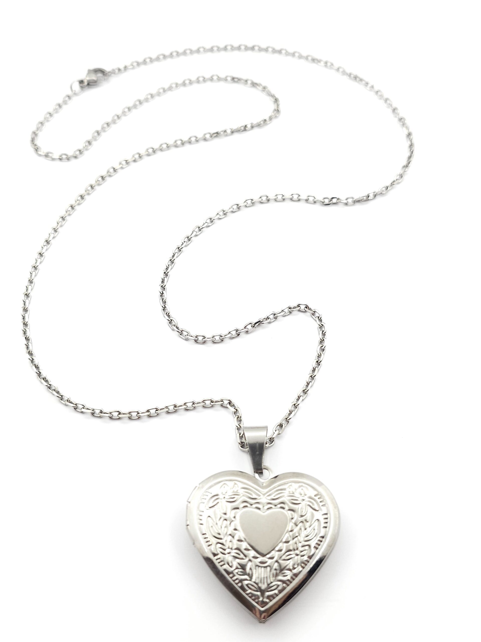 Ατσάλινο Κολιέ, Με Μενταγιόν Καρδιά Φωτογραφοθήκη κωδ.105581