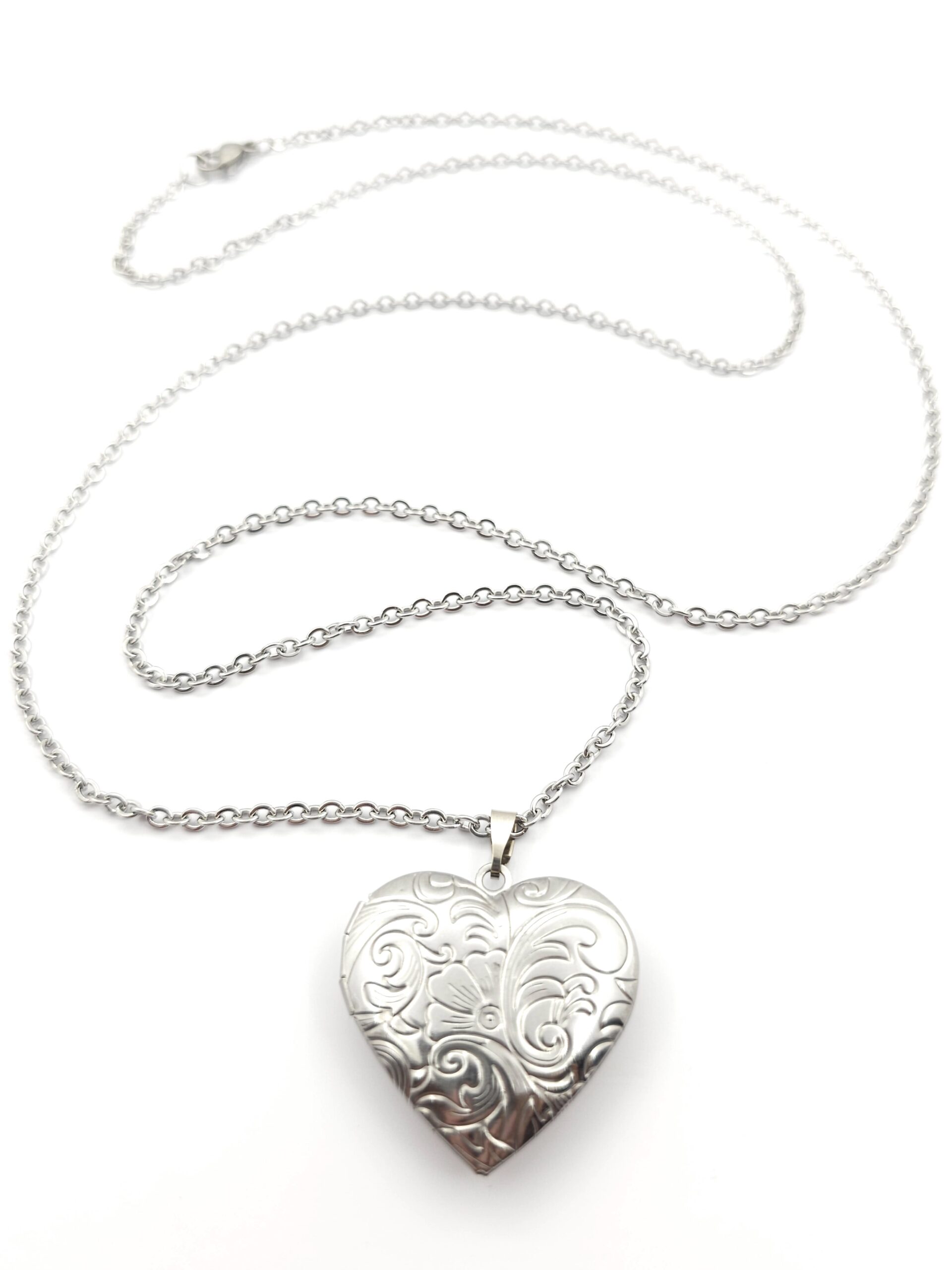 Ατσάλινο Κολιέ, Με Μενταγιόν Καρδιά Φωτογραφοθήκη κωδ.105579