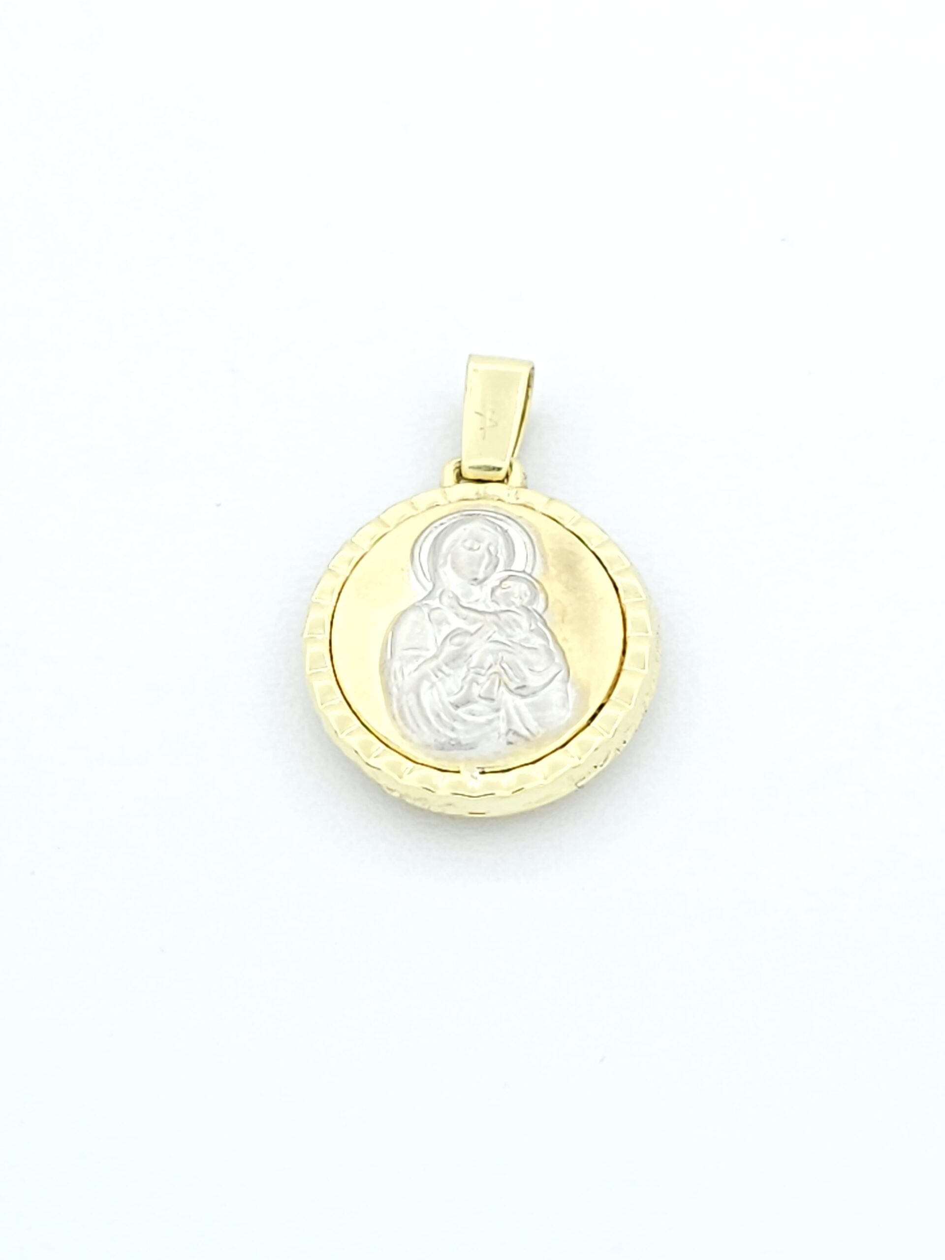 Χρυσό Δίχρωμο Κρεμαστό Παναγίτσα Διπλής Όψης K14, Με Κωνσταντινάτο κωδ.105664