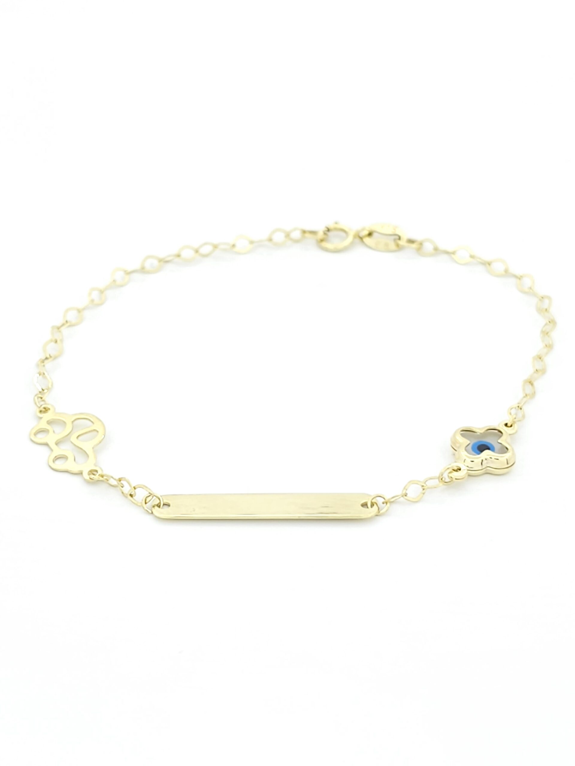Χρυσό Παιδικό Βραχιόλι-Ταυτότητα Κ9, Με Ματάκι Και Αμάξι κωδ.105675